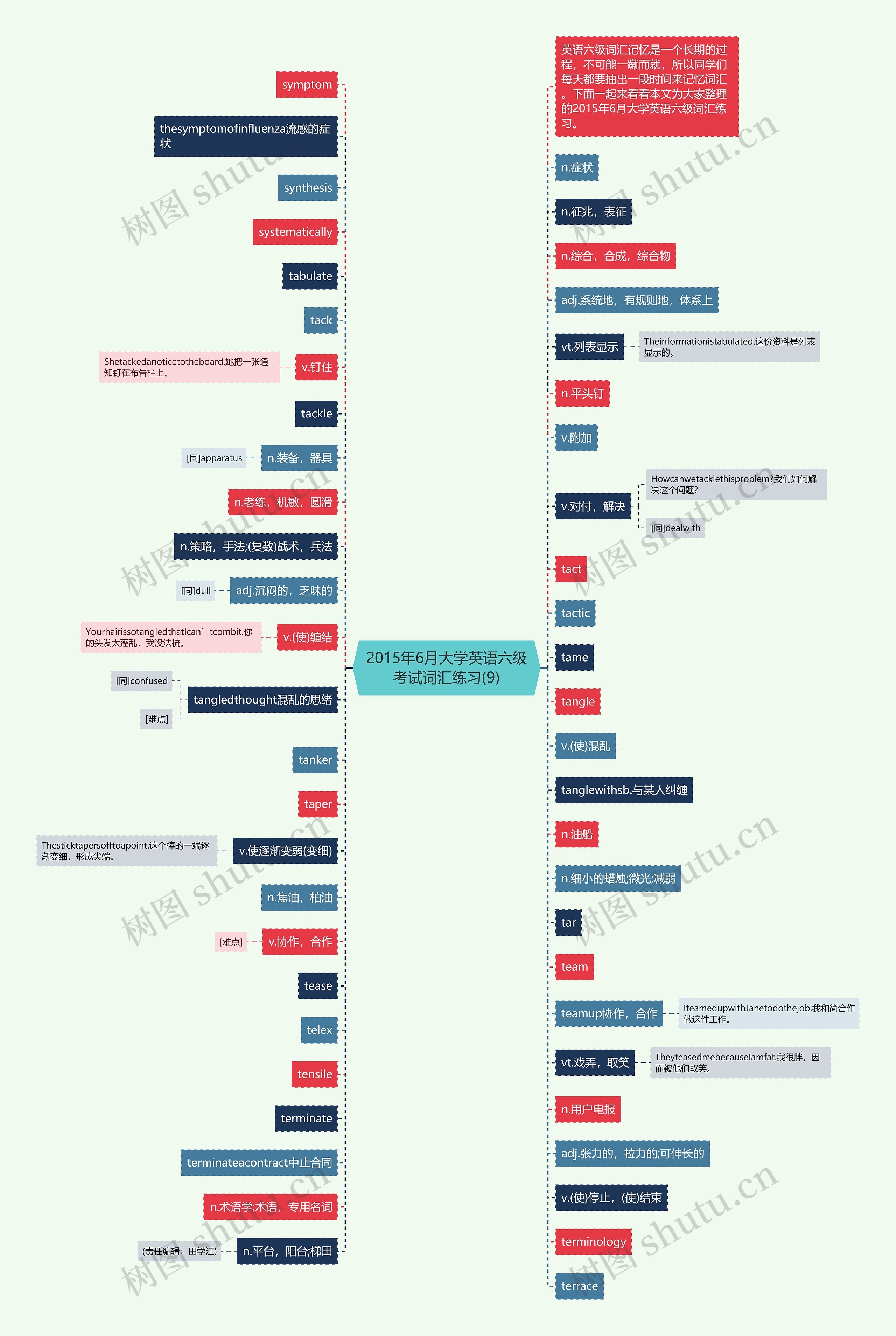2015年6月大学英语六级考试词汇练习(9)思维导图