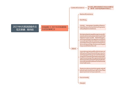 2021年6月英语四级作文范文背诵：慰问信