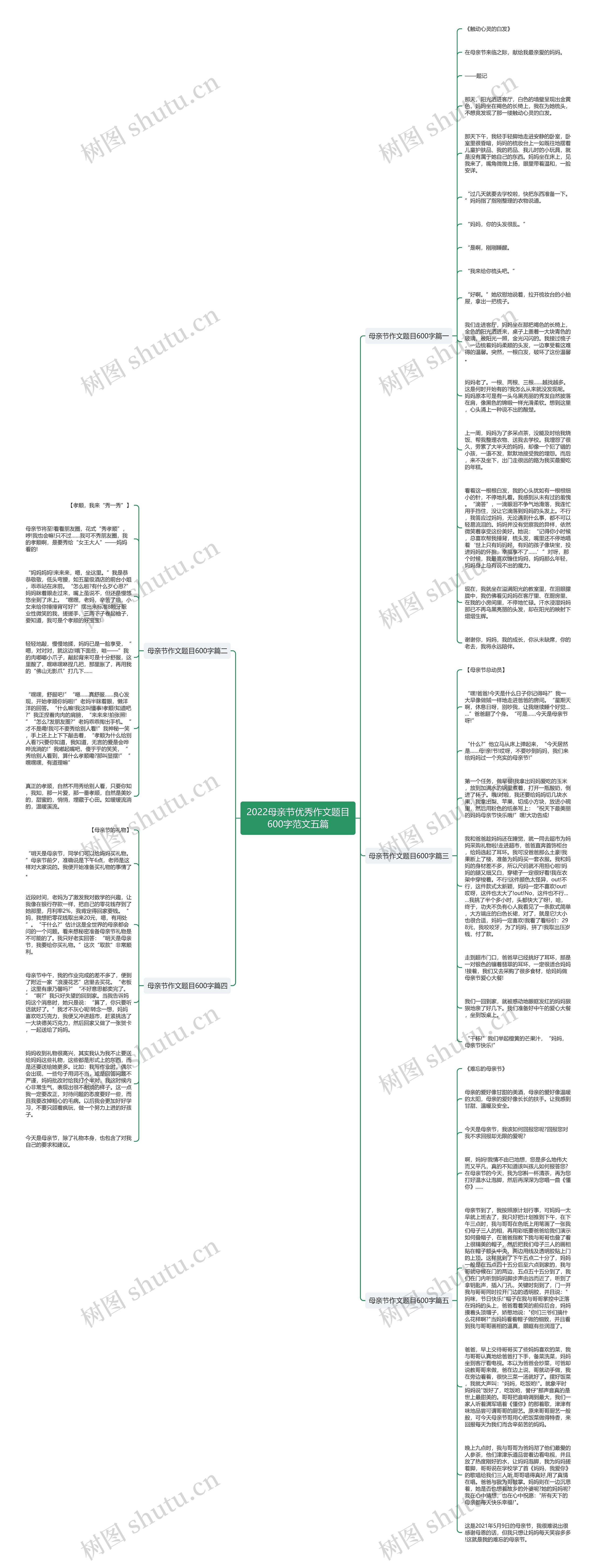 2022母亲节优秀作文题目600字范文五篇