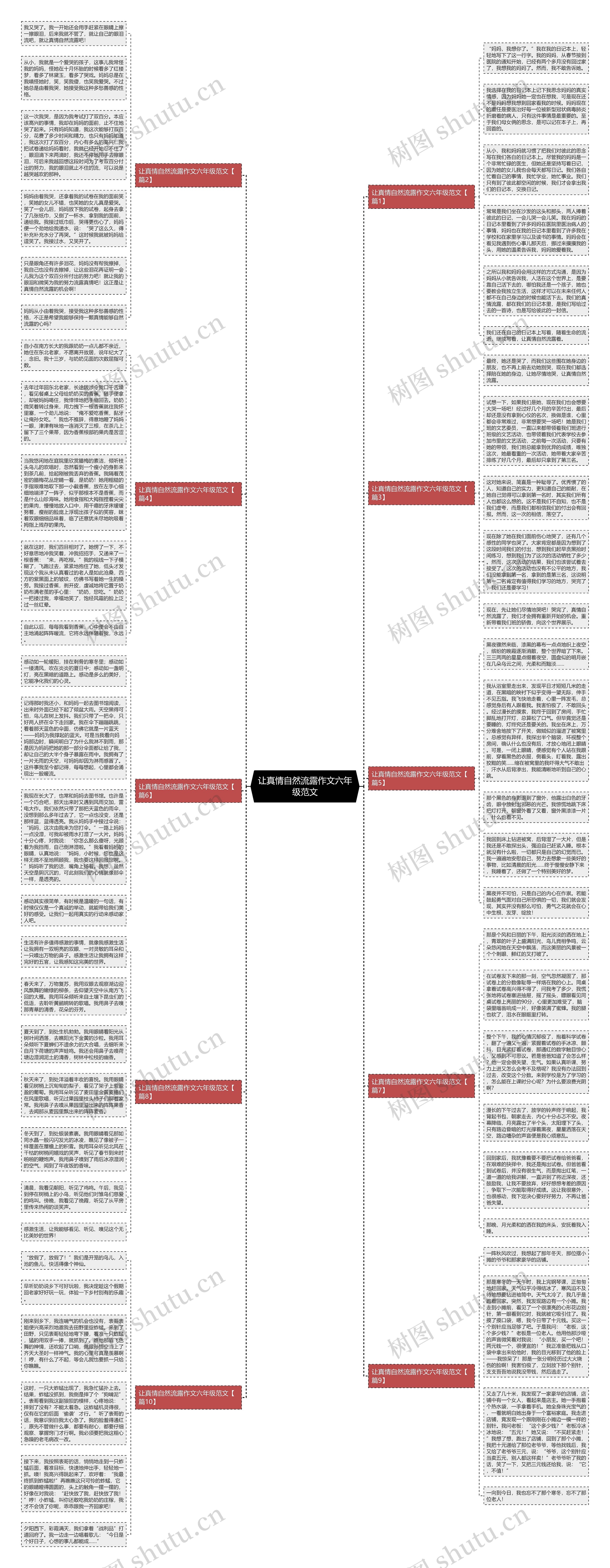 让真情自然流露作文六年级范文思维导图