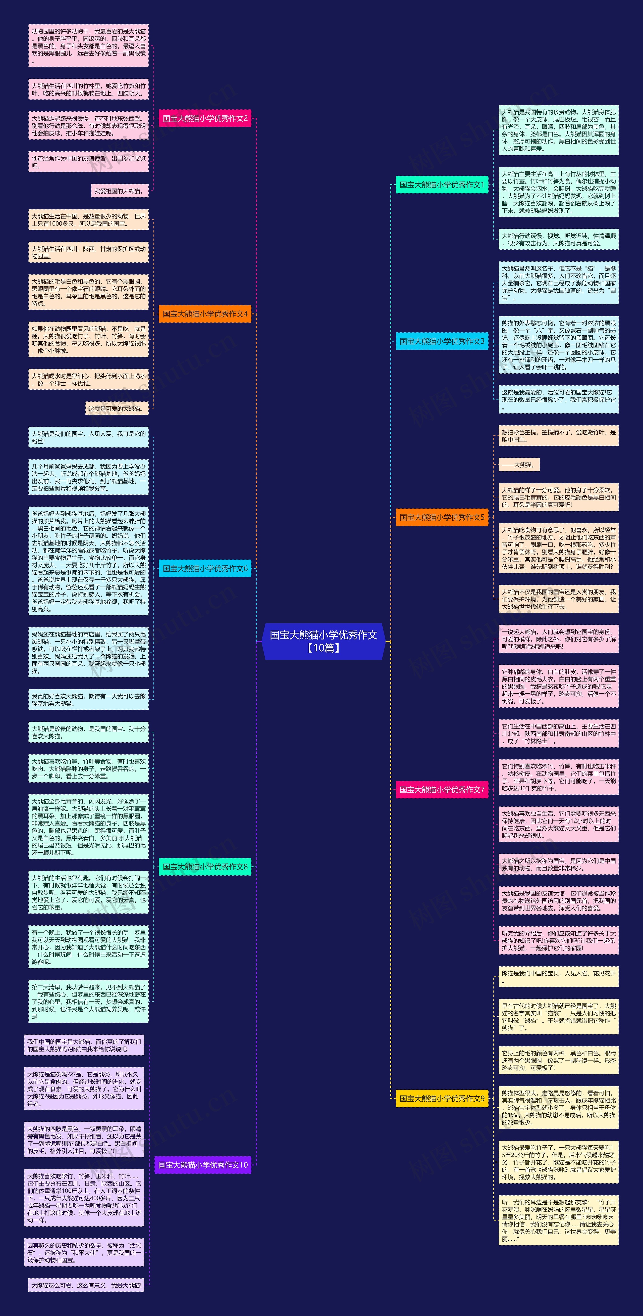 国宝大熊猫小学优秀作文【10篇】思维导图