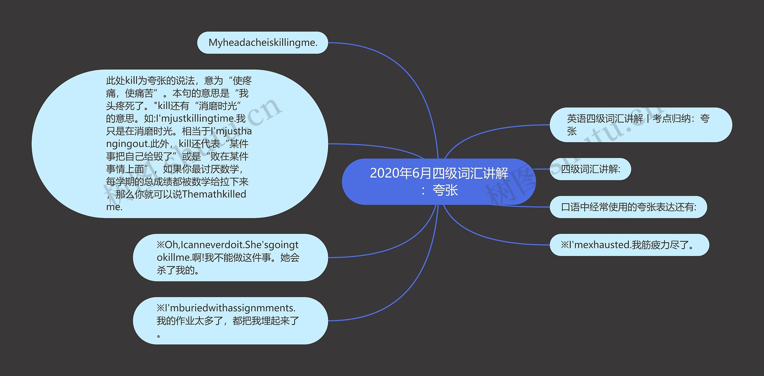 2020年6月四级词汇讲解：夸张思维导图