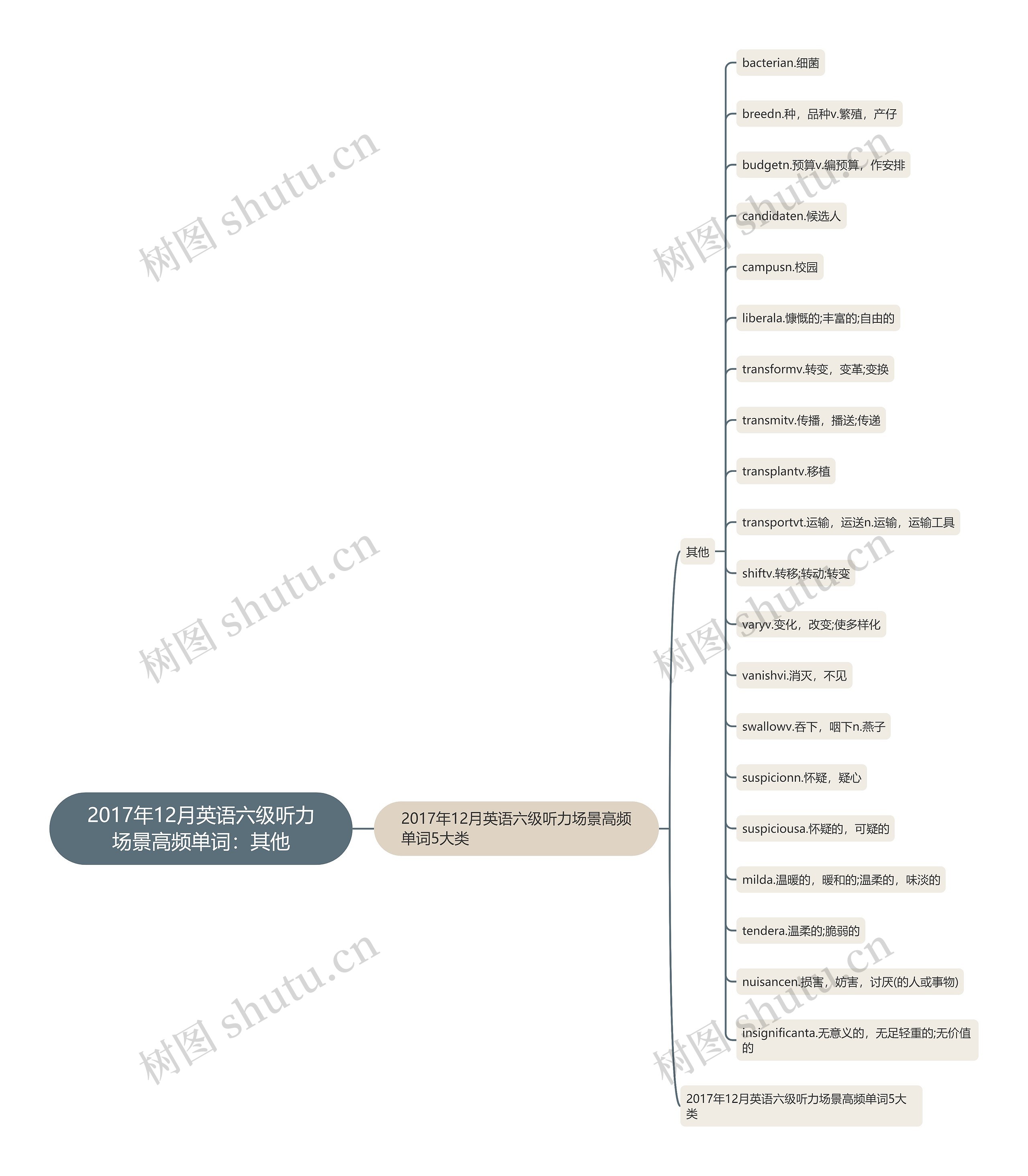 2017年12月英语六级听力场景高频单词：其他思维导图