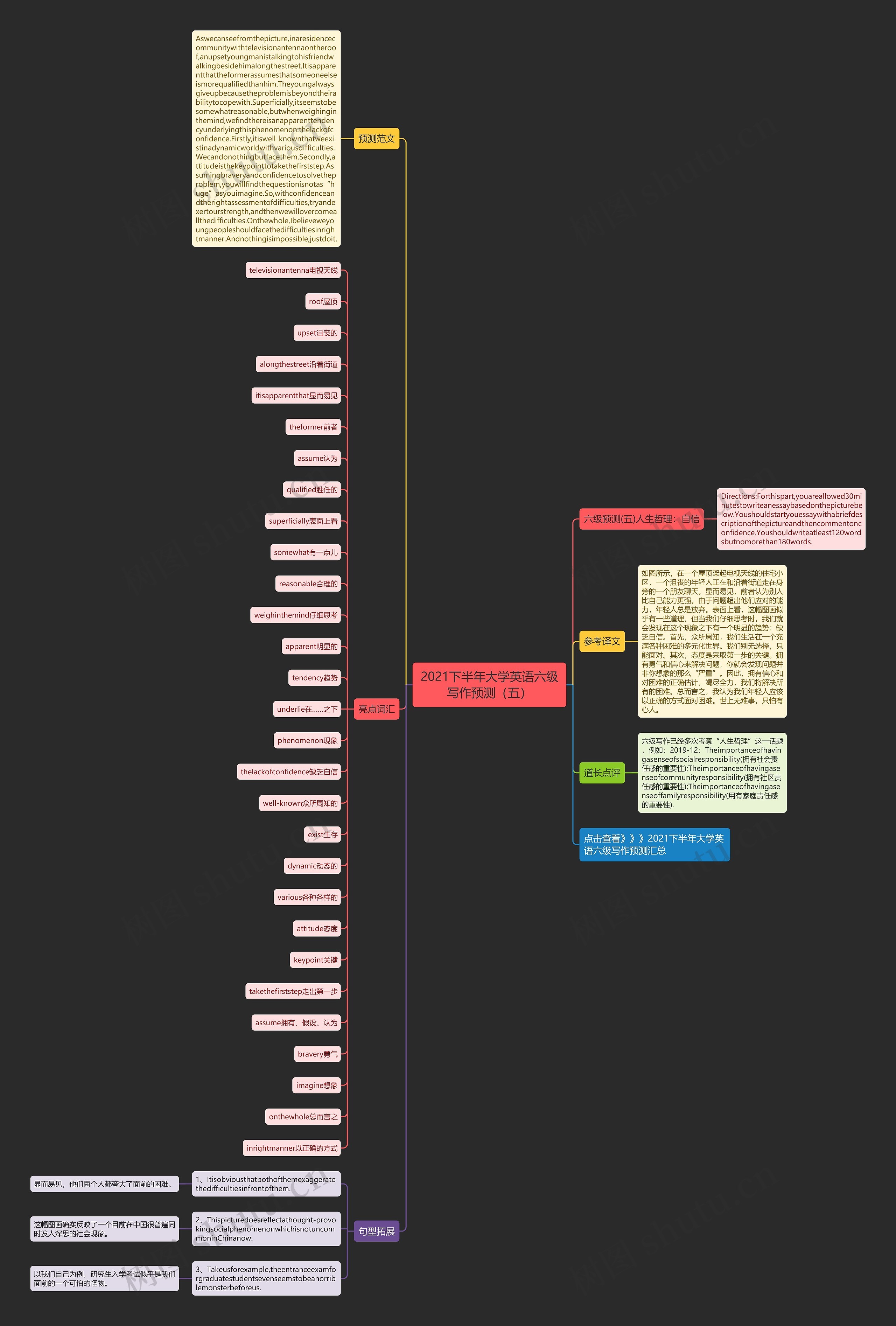 2021下半年大学英语六级写作预测（五）思维导图