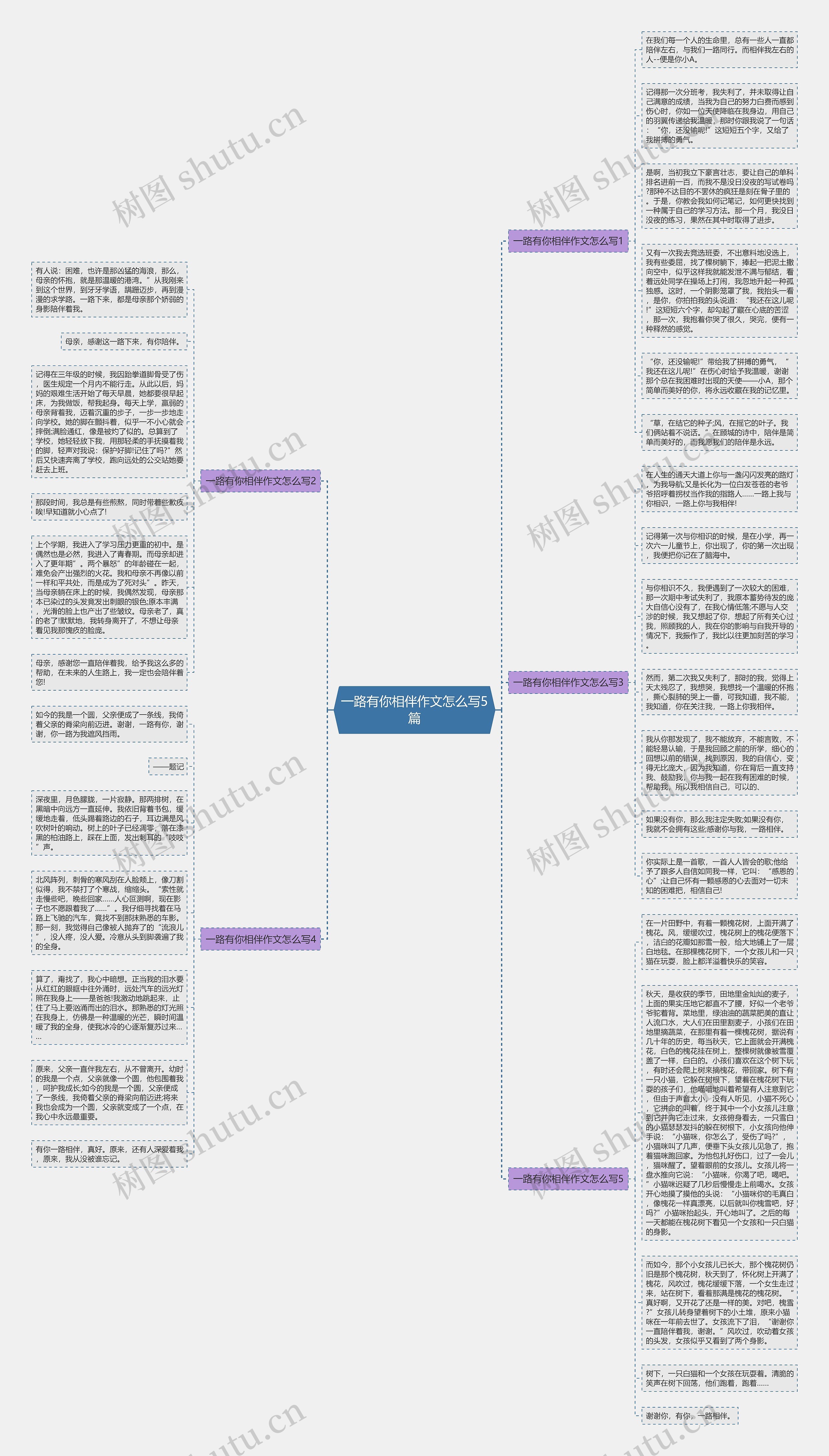 一路有你相伴作文怎么写5篇思维导图