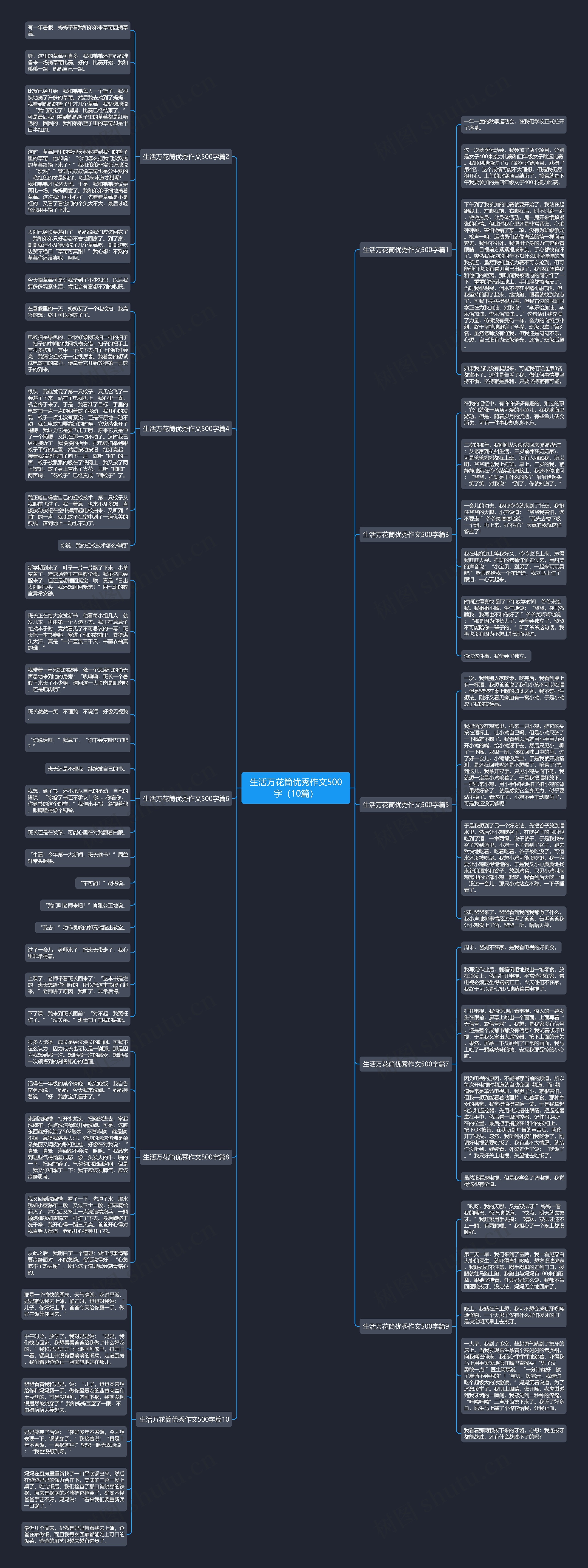 生活万花筒优秀作文500字（10篇）思维导图