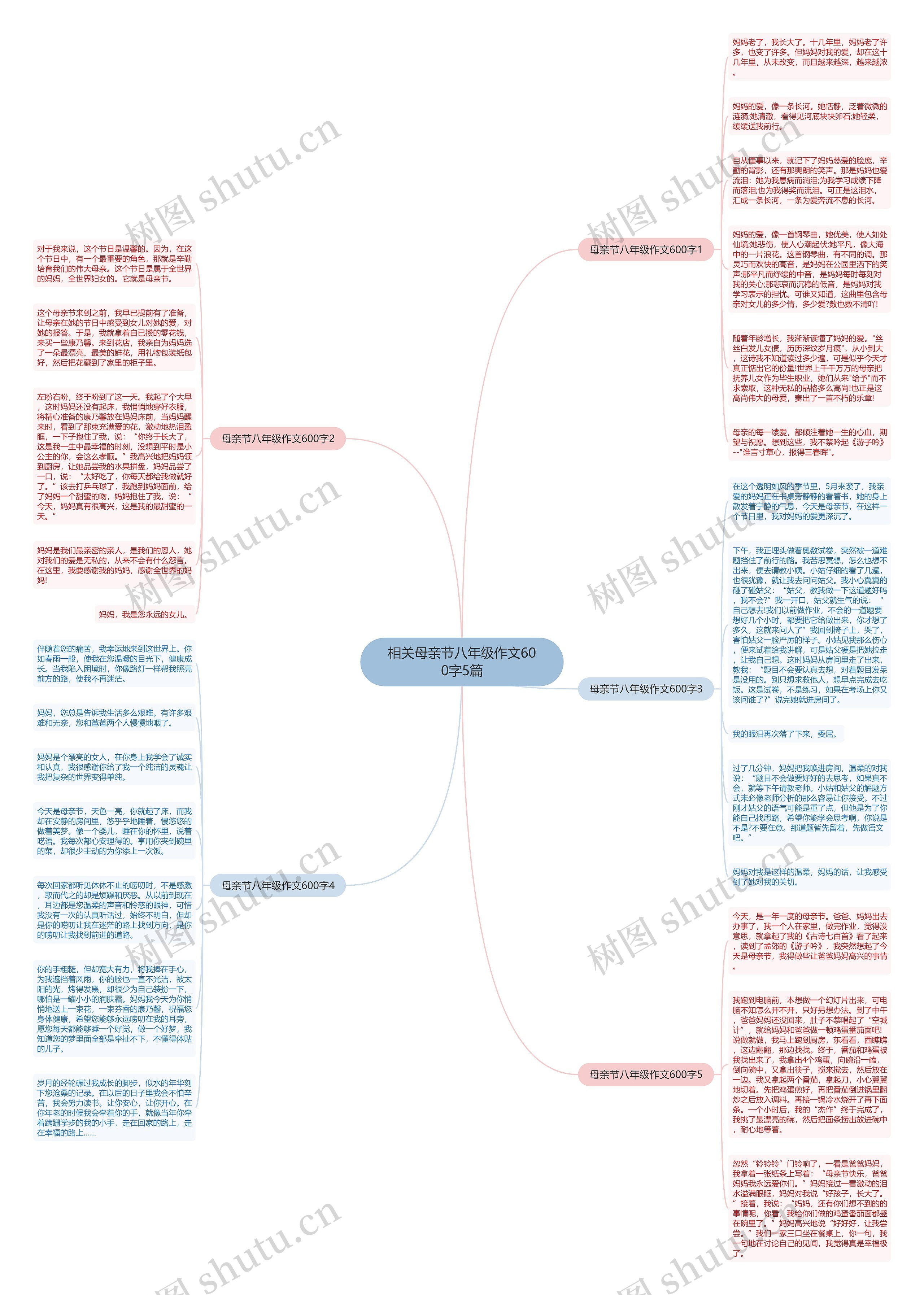 相关母亲节八年级作文600字5篇思维导图