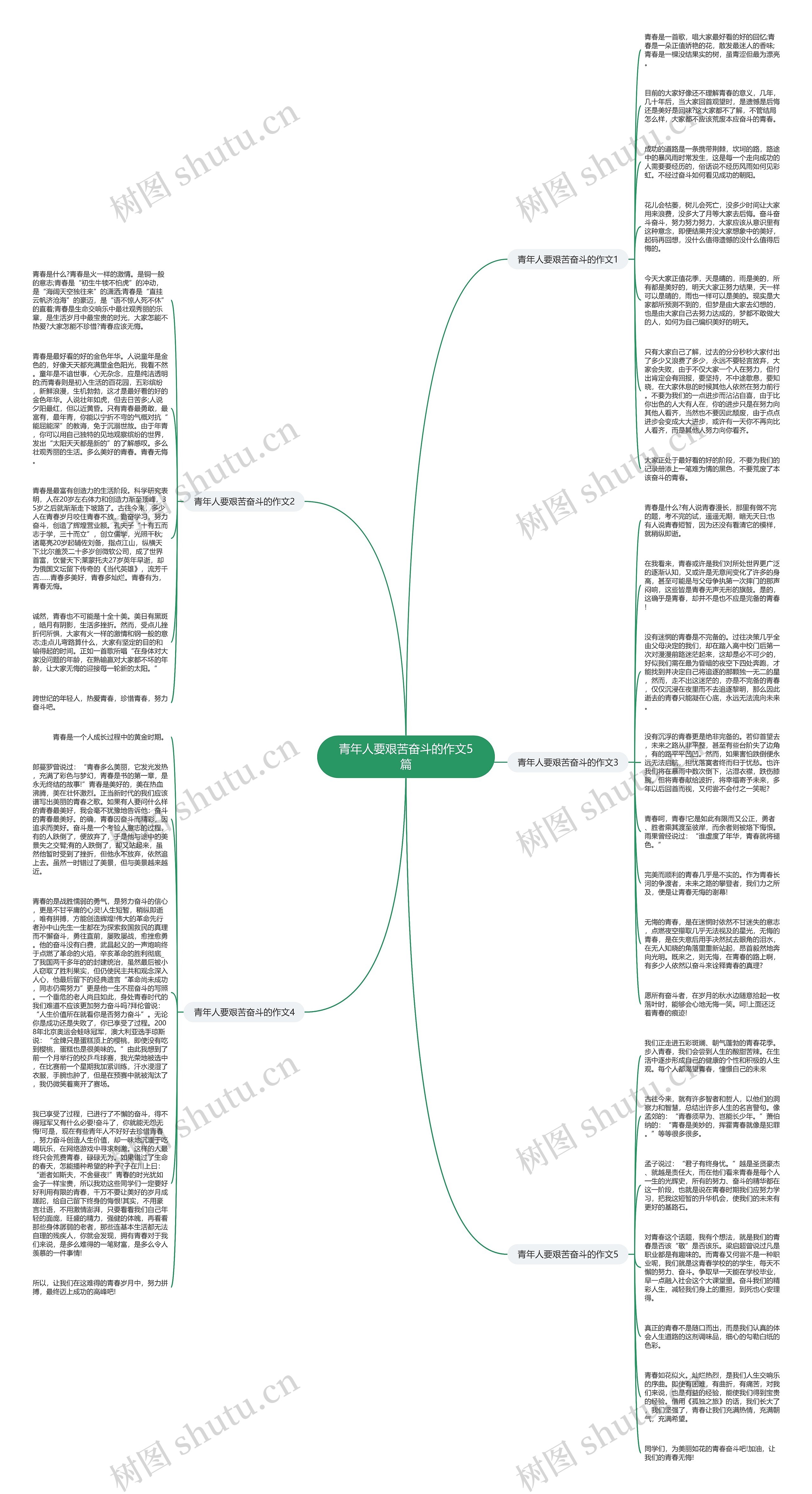 青年人要艰苦奋斗的作文5篇思维导图