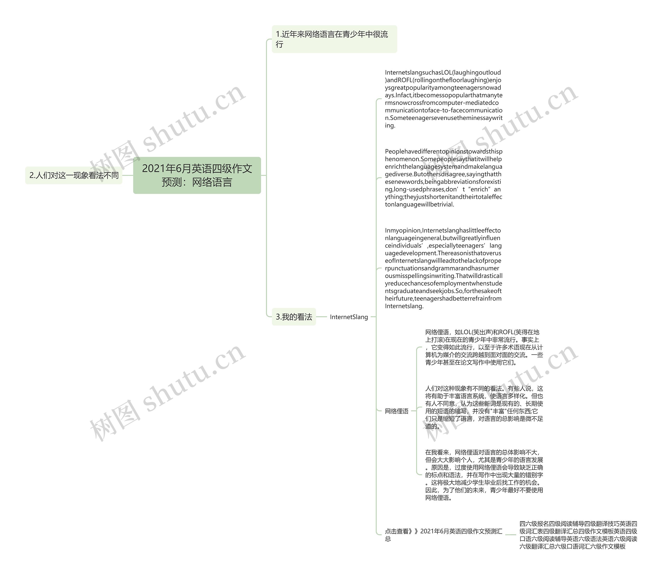 2021年6月英语四级作文预测：网络语言思维导图