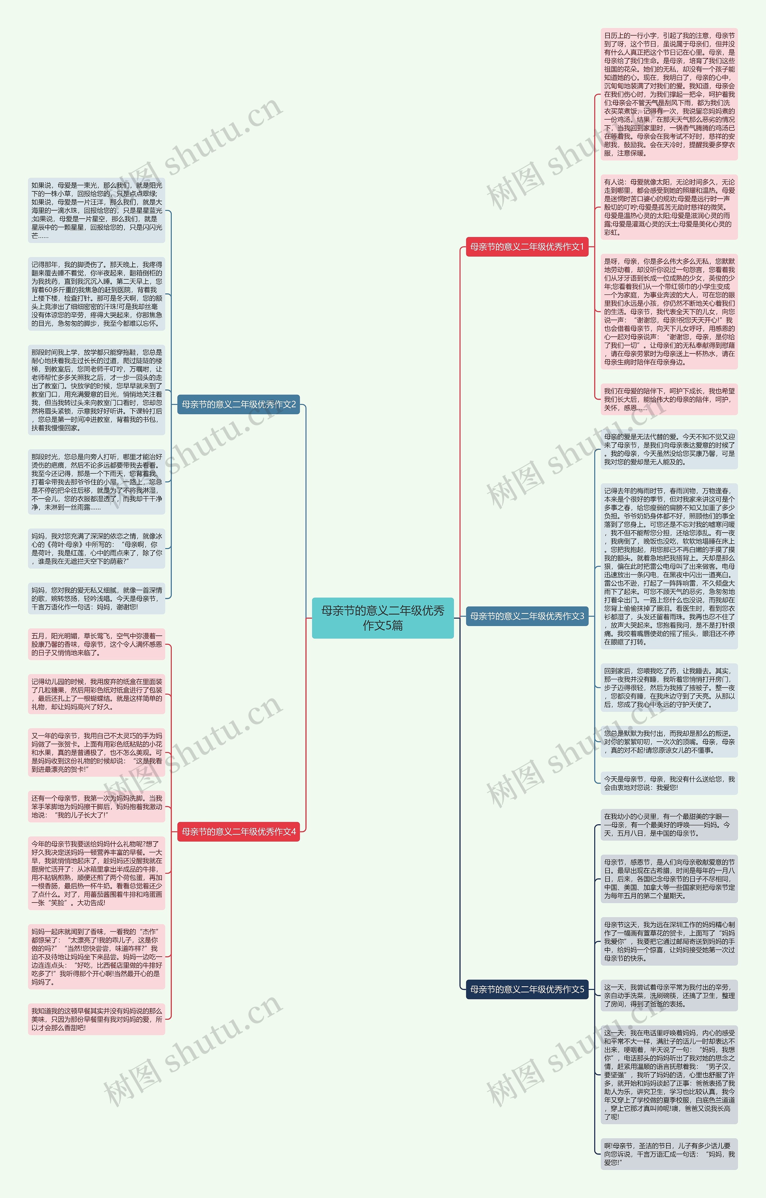 母亲节的意义二年级优秀作文5篇思维导图