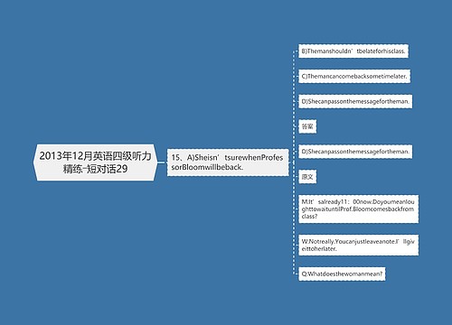 2013年12月英语四级听力精练―短对话29