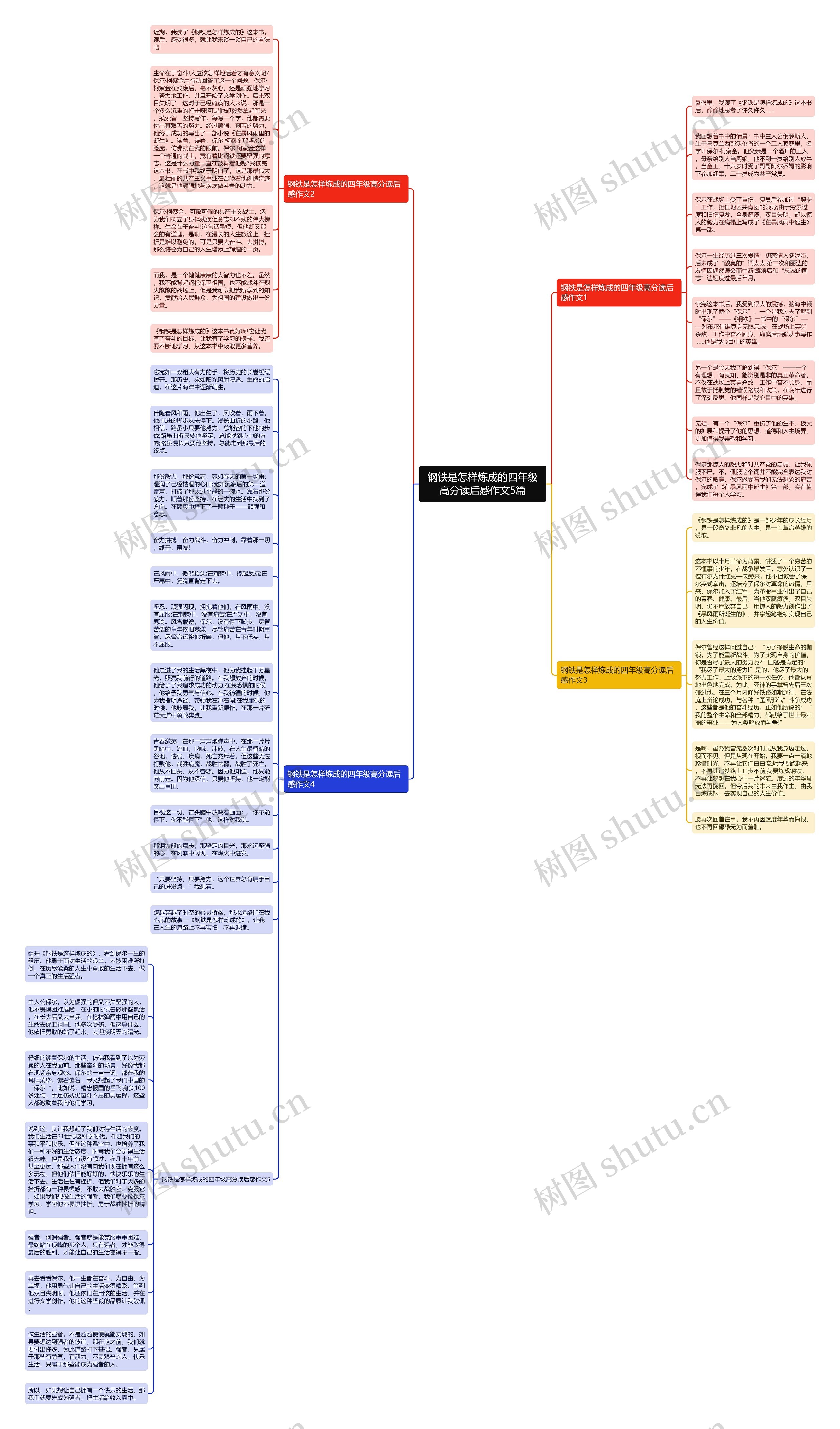 钢铁是怎样炼成的四年级高分读后感作文5篇思维导图