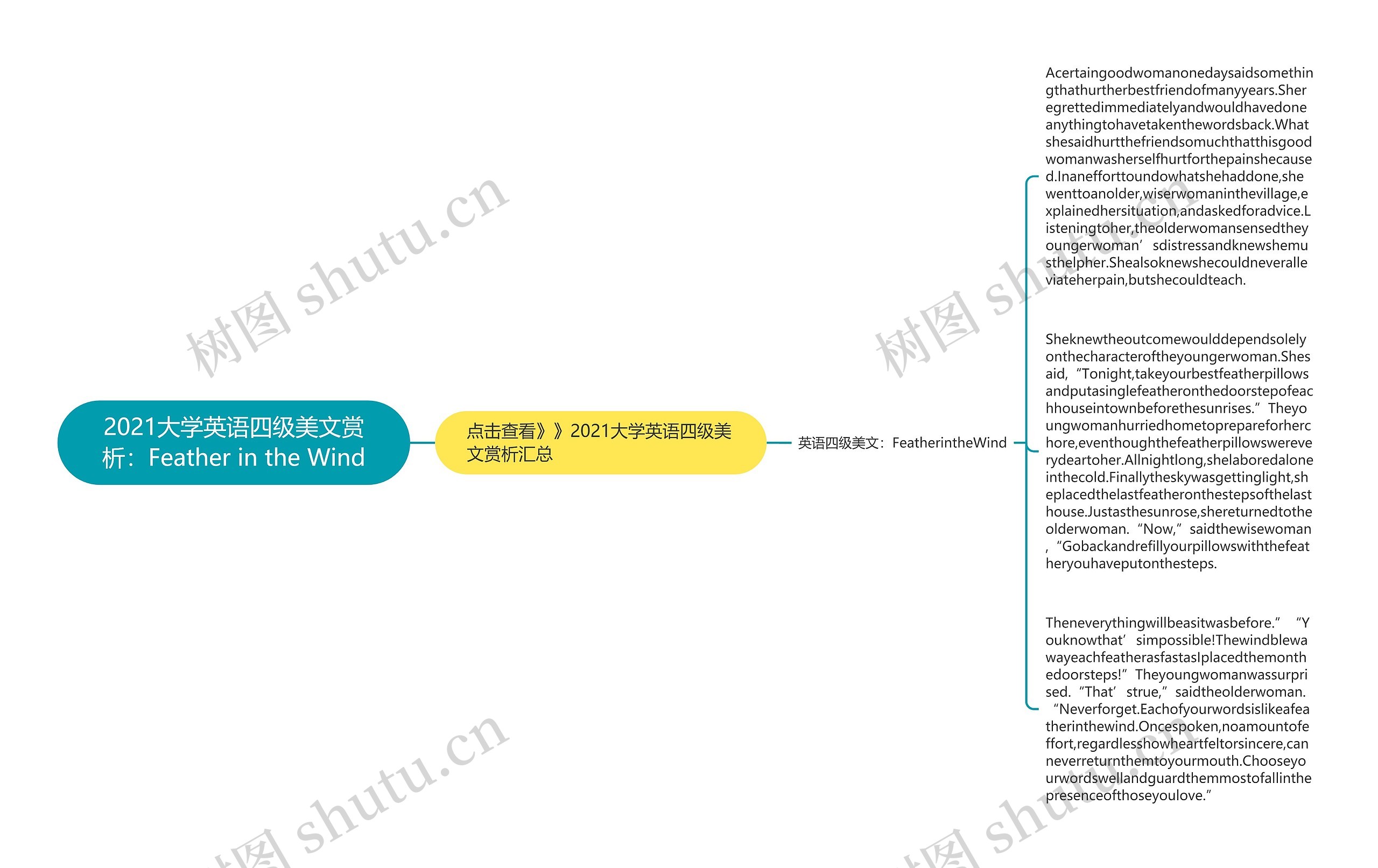 2021大学英语四级美文赏析：Feather in the Wind思维导图