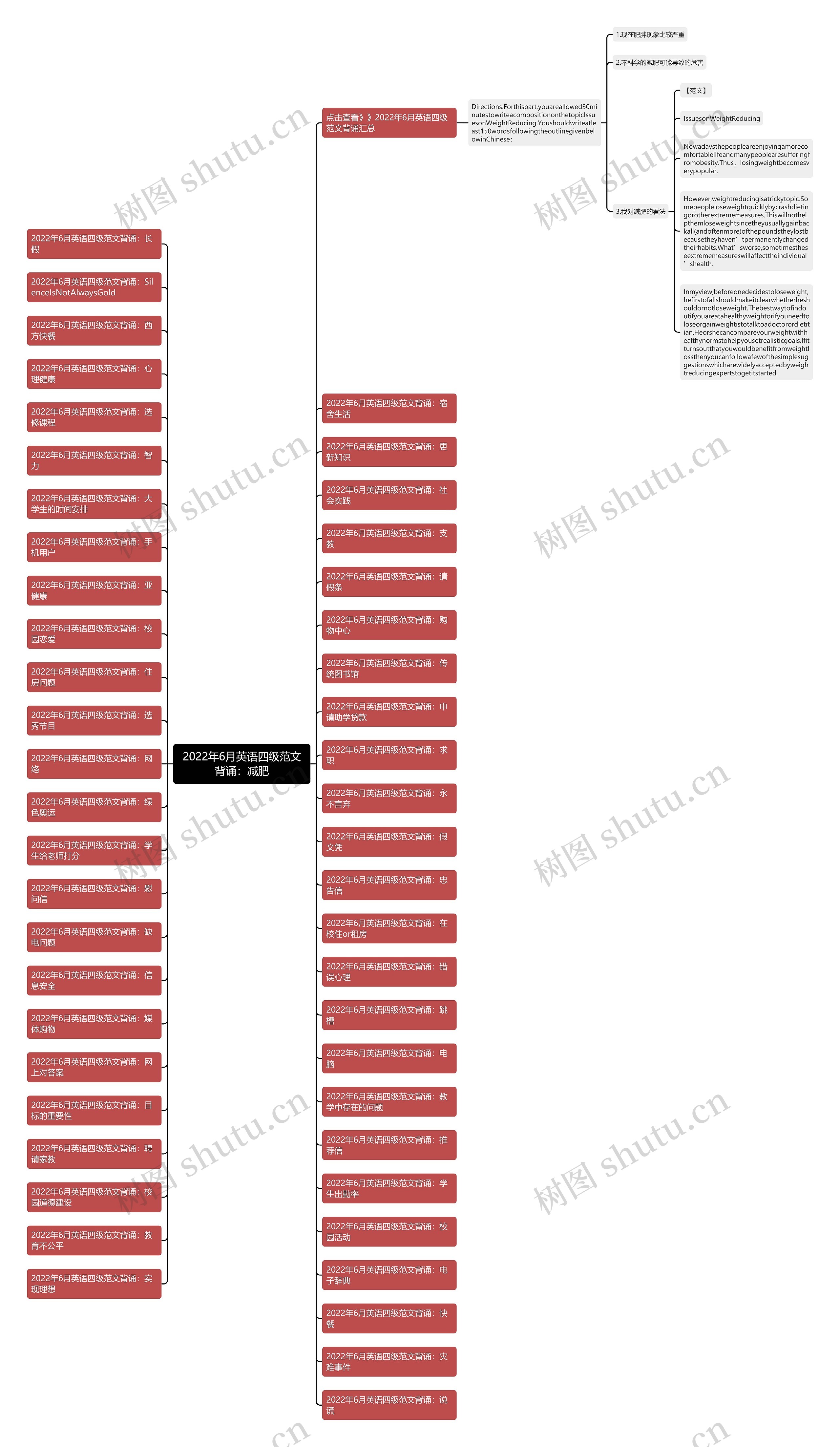 2022年6月英语四级范文背诵：减肥思维导图