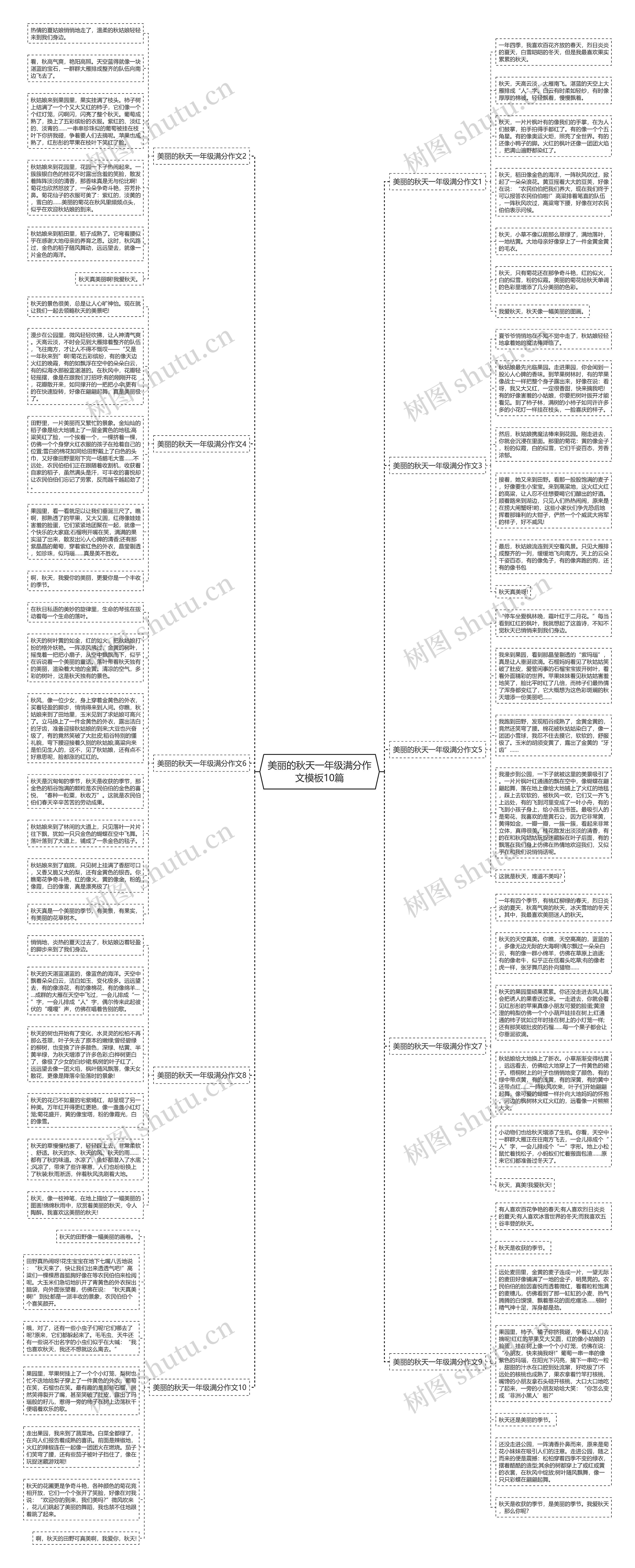 美丽的秋天一年级满分作文10篇思维导图