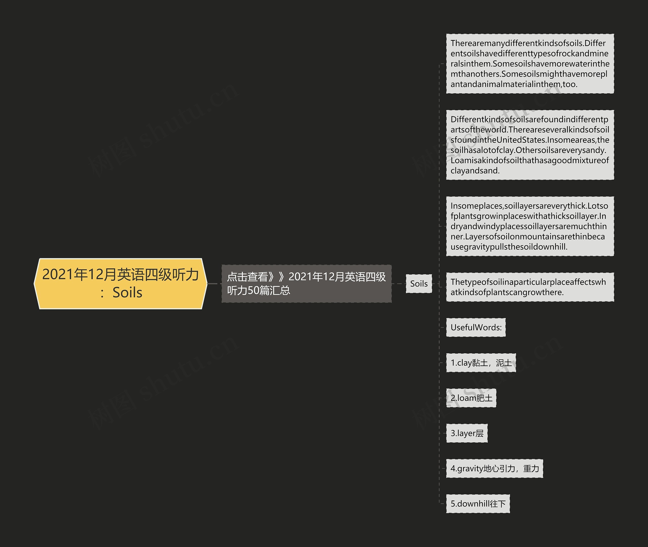 2021年12月英语四级听力：Soils思维导图