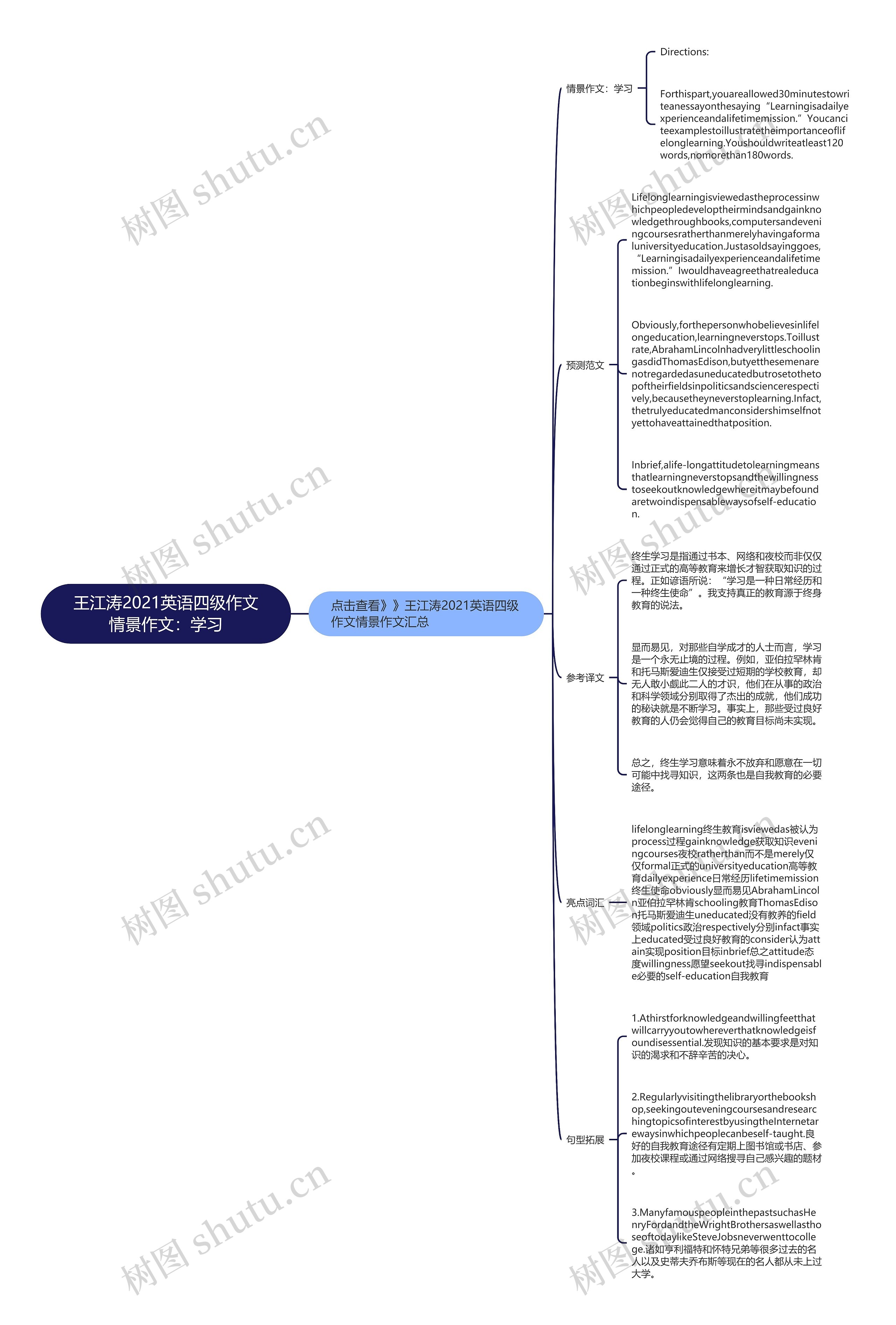 王江涛2021英语四级作文情景作文：学习思维导图