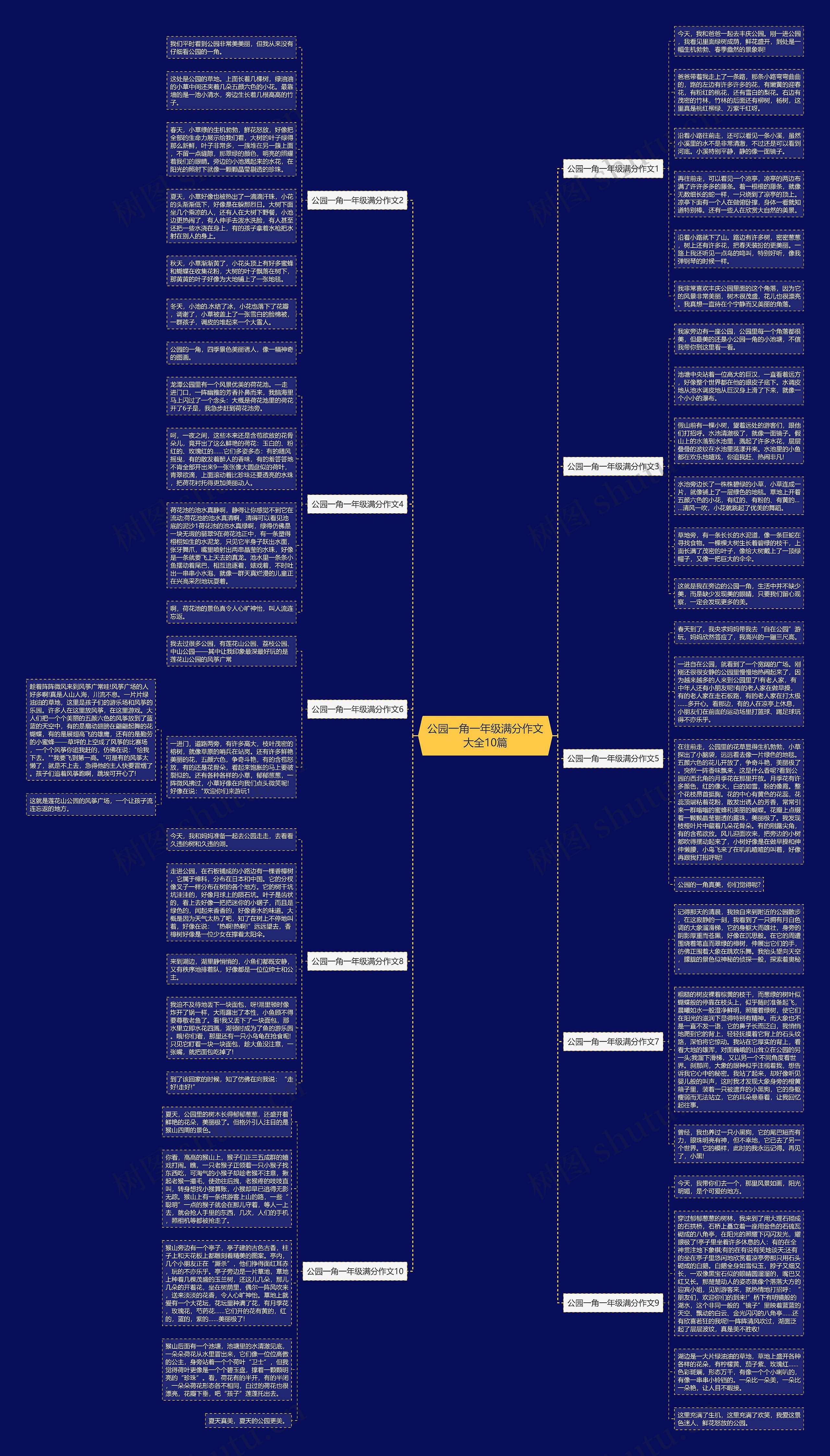 公园一角一年级满分作文大全10篇思维导图