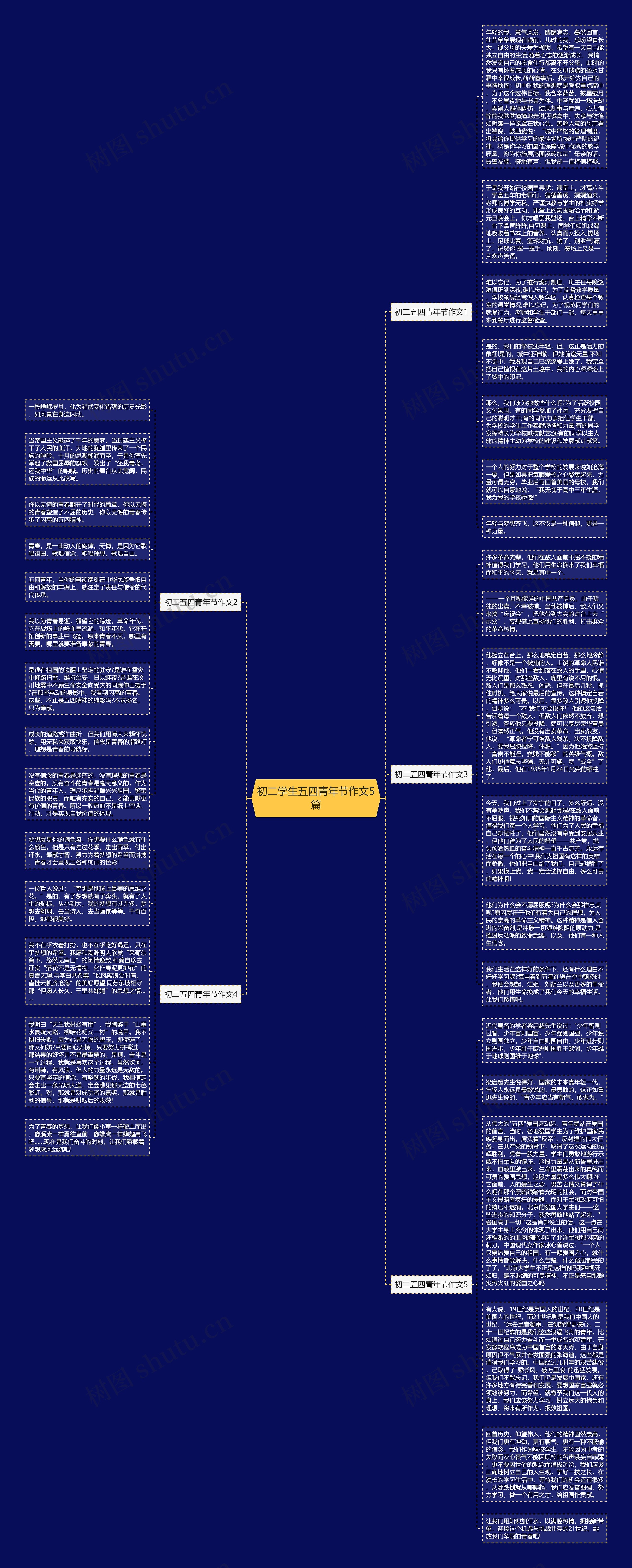 初二学生五四青年节作文5篇思维导图