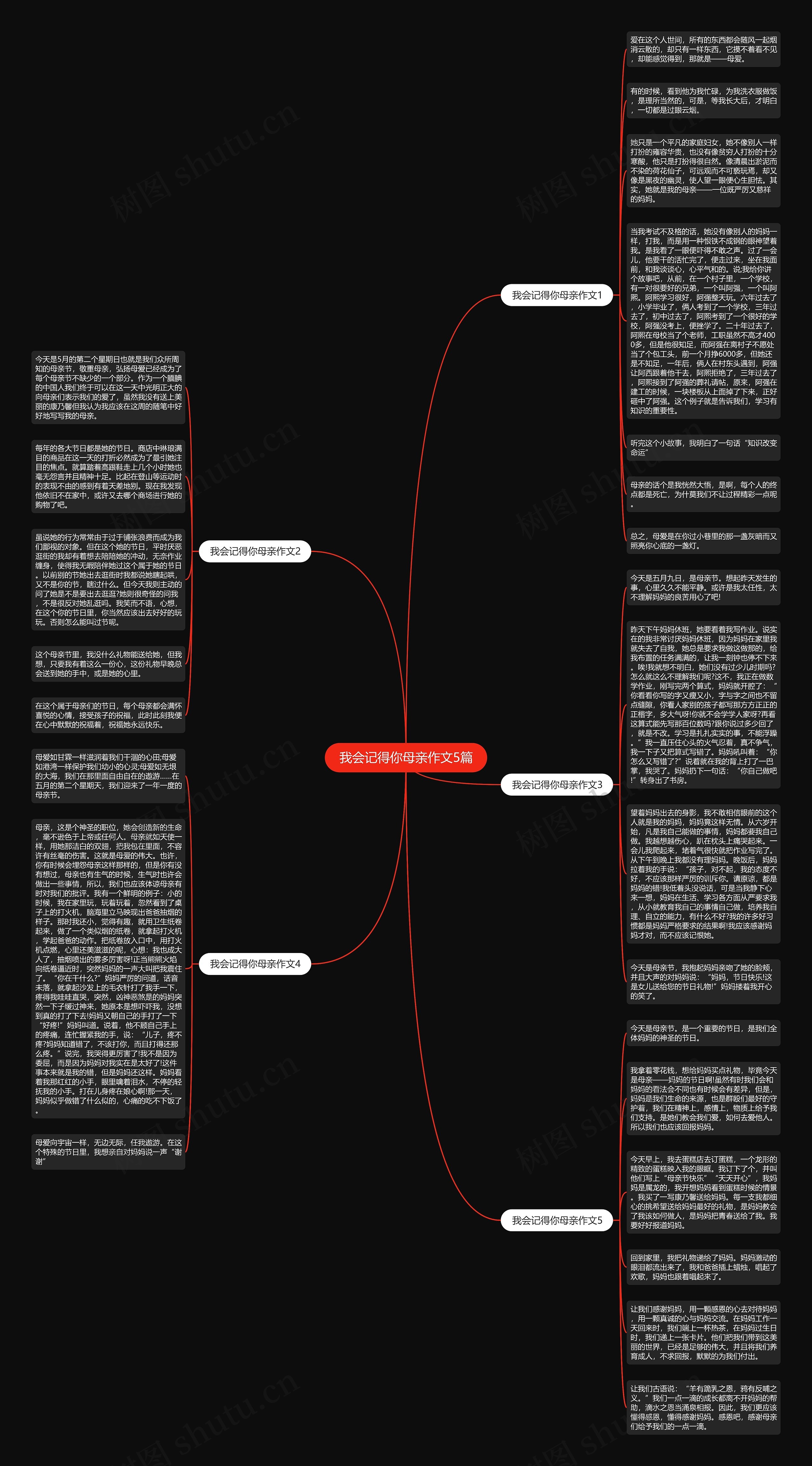 我会记得你母亲作文5篇思维导图