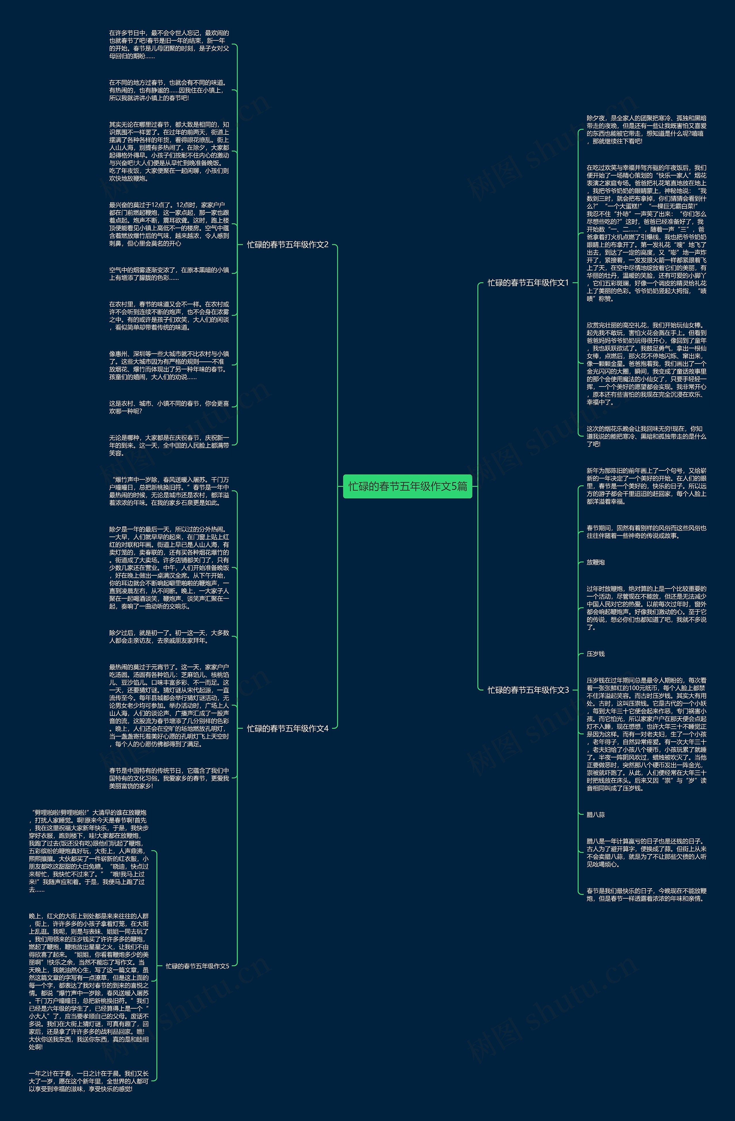 忙碌的春节五年级作文5篇思维导图