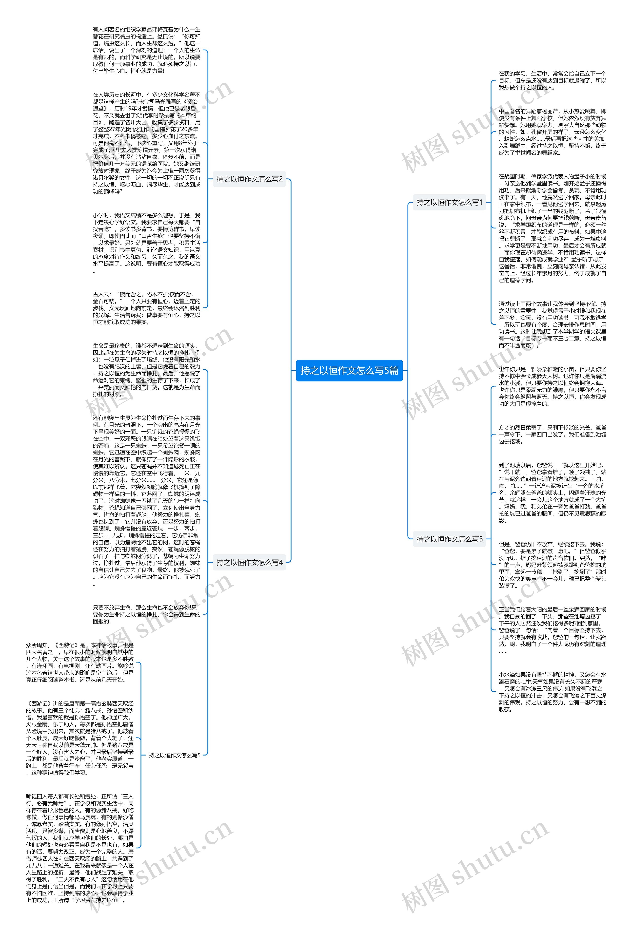 持之以恒作文怎么写5篇思维导图