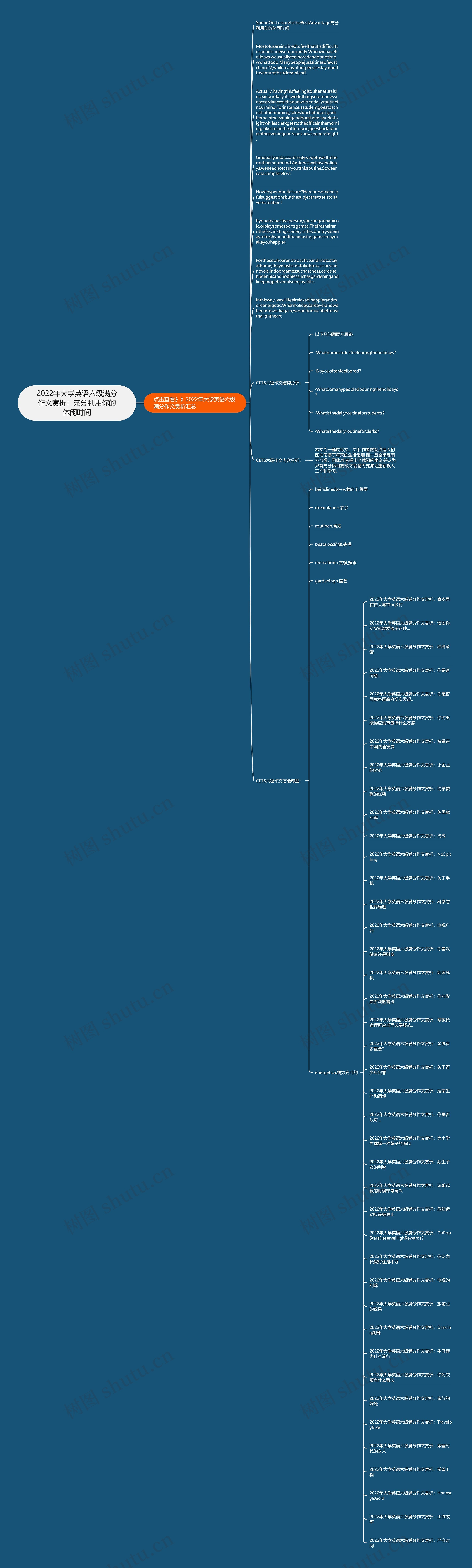 2022年大学英语六级满分作文赏析：充分利用你的休闲时间思维导图