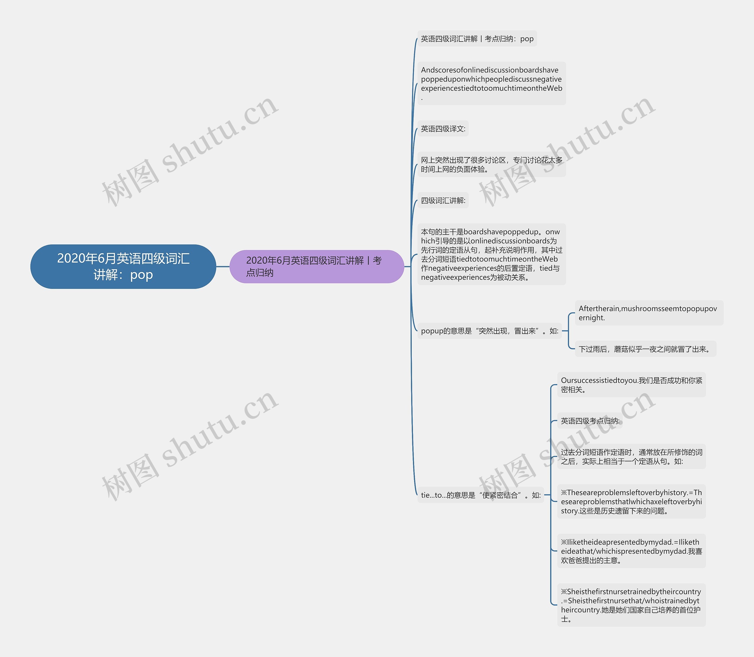 2020年6月英语四级词汇讲解：pop思维导图