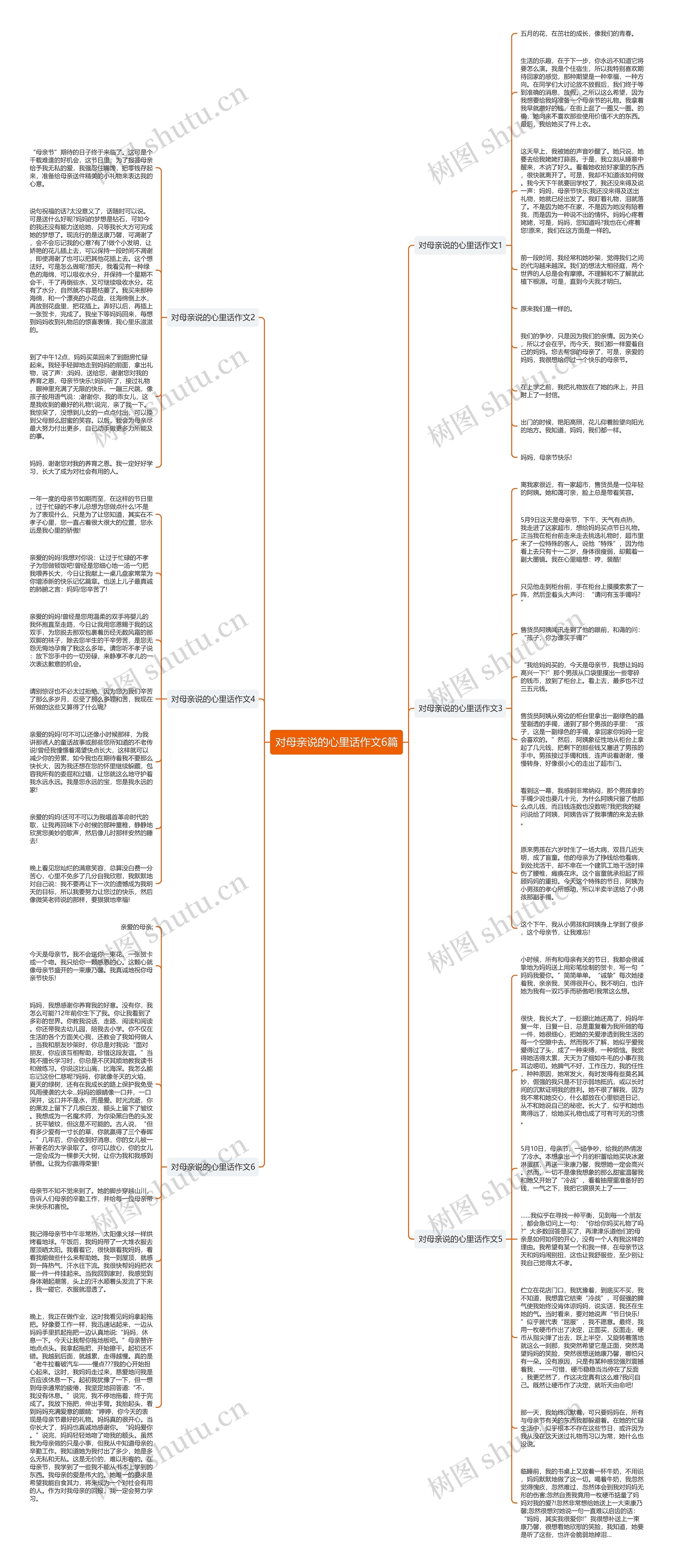 对母亲说的心里话作文6篇思维导图