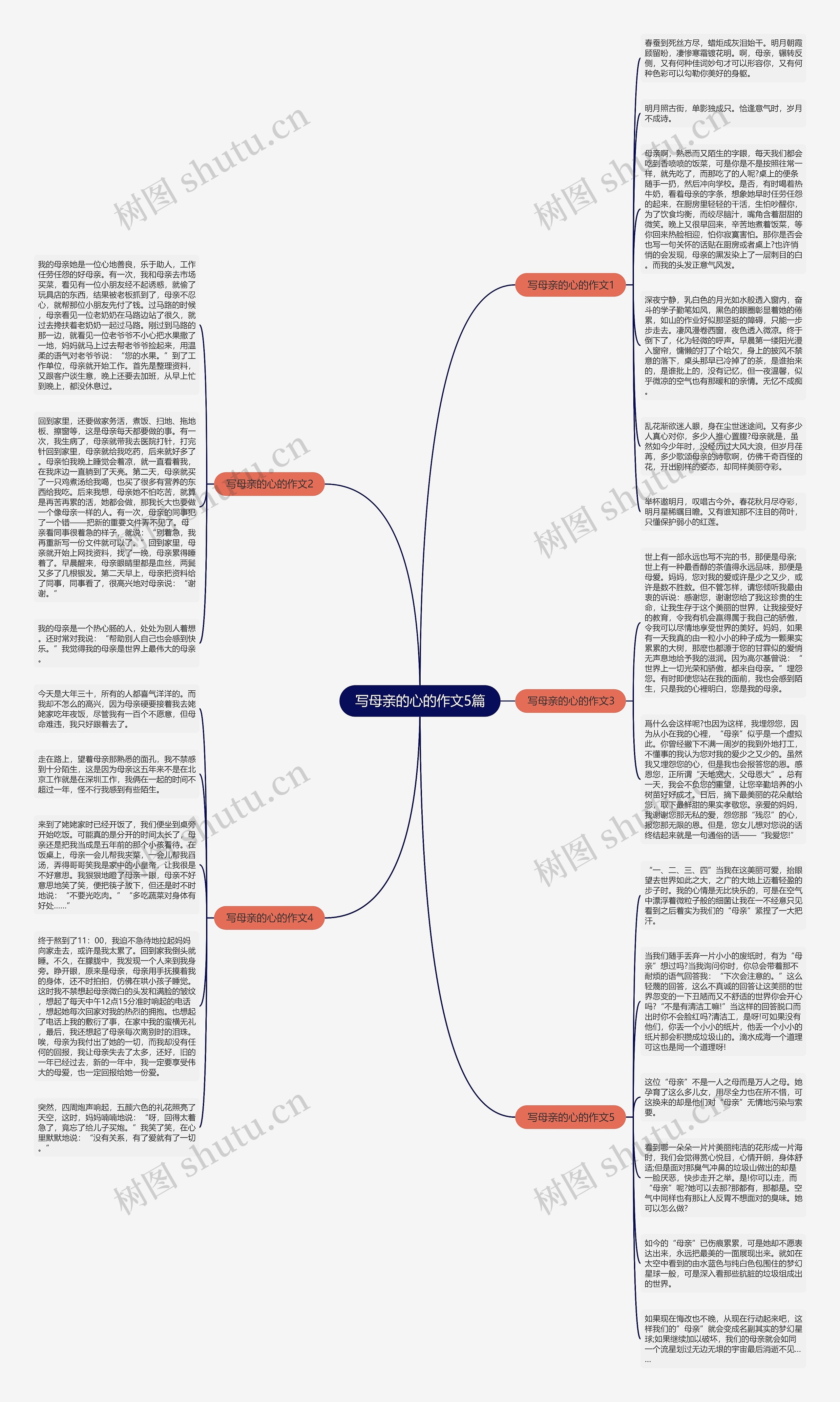 写母亲的心的作文5篇思维导图