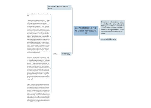 2017年6月英语六级作文练习范文：大学生追求名牌