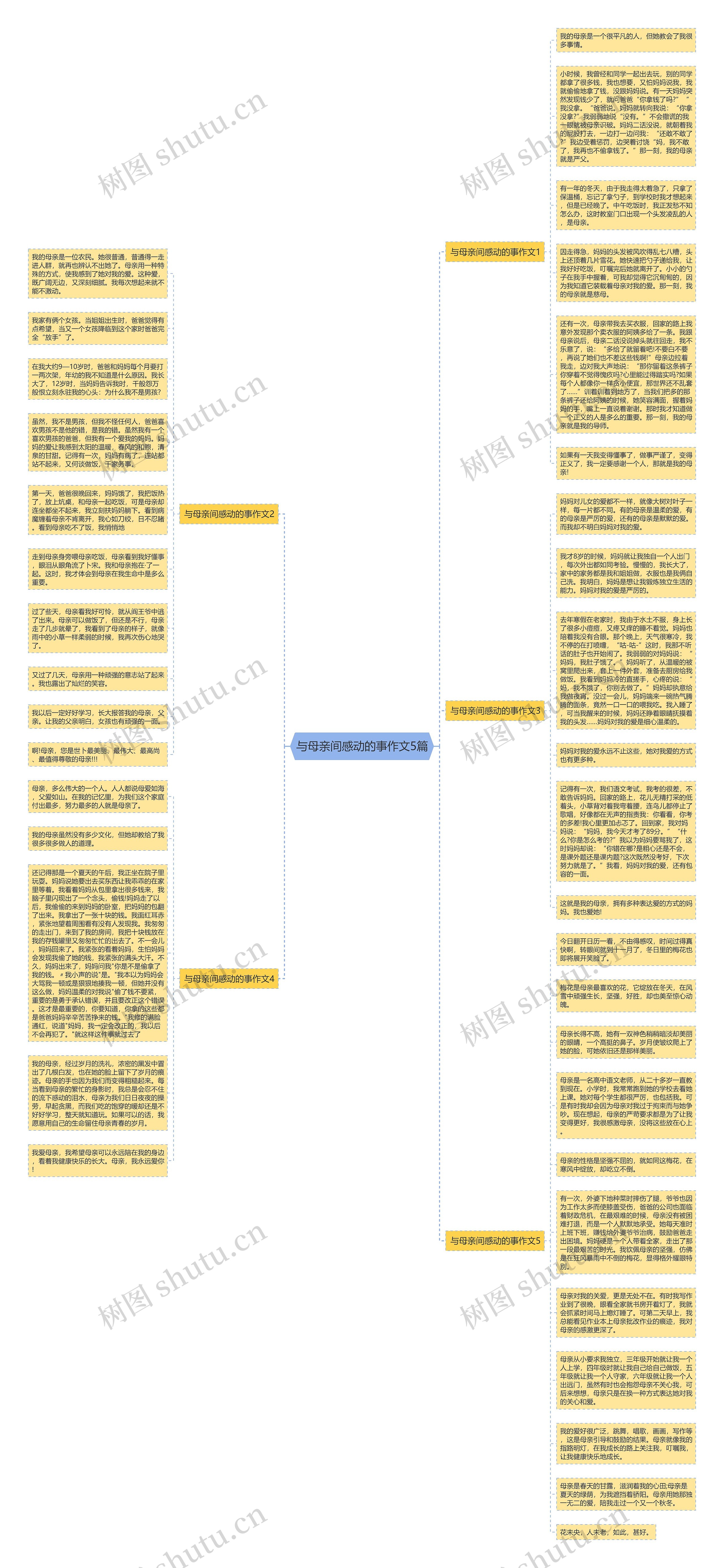 与母亲间感动的事作文5篇思维导图