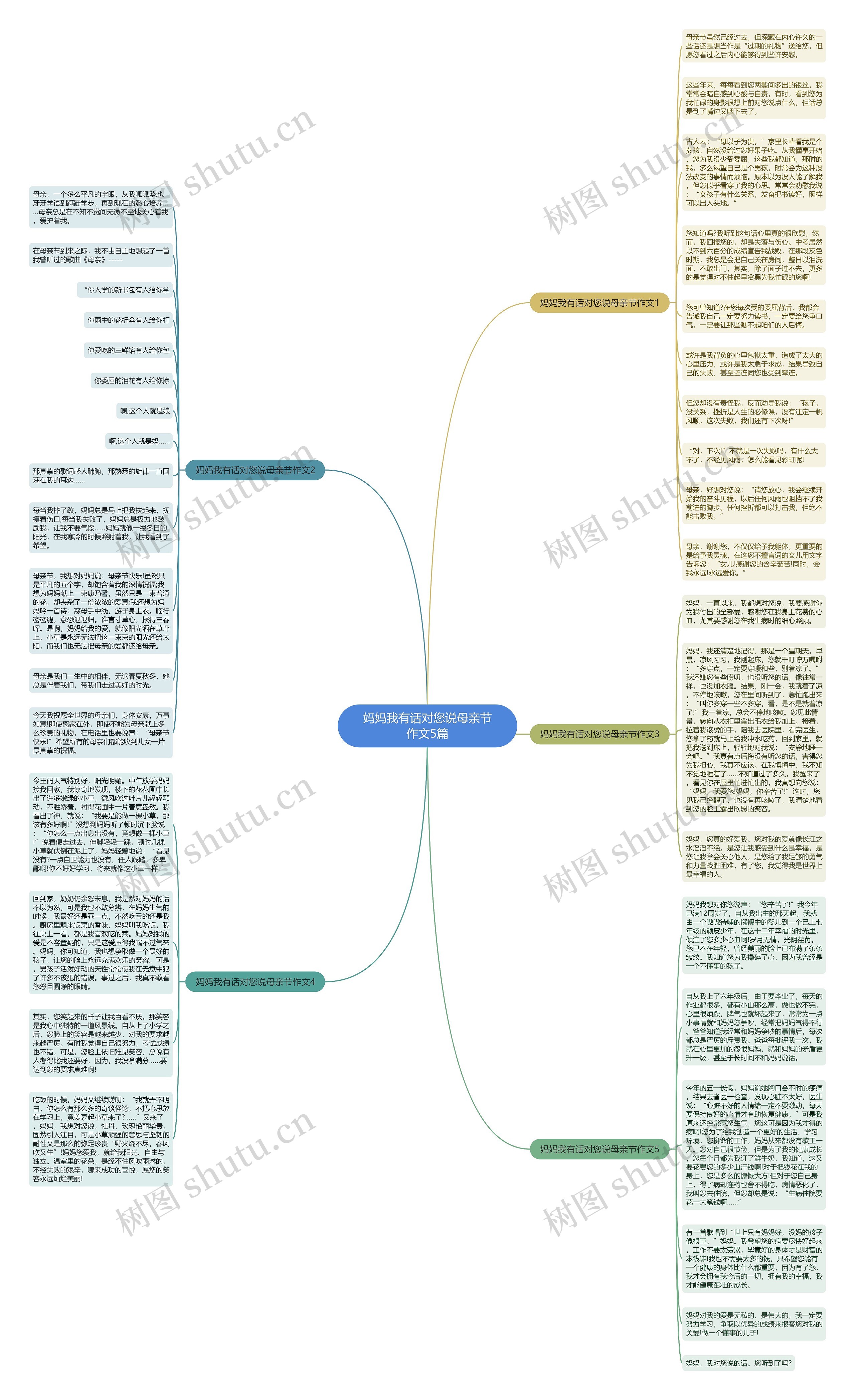 妈妈我有话对您说母亲节作文5篇思维导图