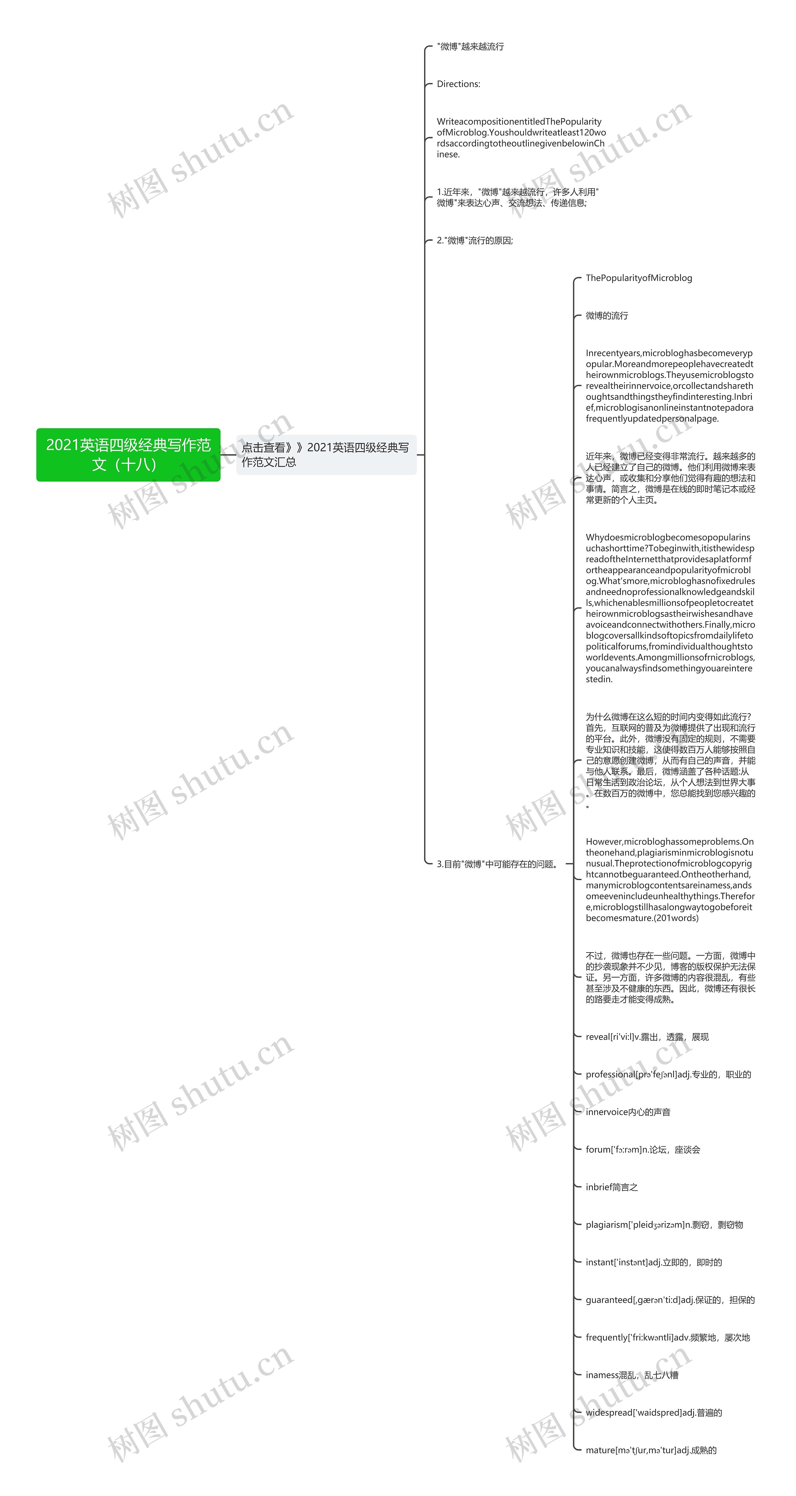 2021英语四级经典写作范文（十八）思维导图