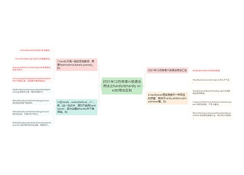 2021年12月英语六级语法用法之hardly与hardly ever的用法区别 2021年12月英语六级语法用法之hardly与hardly ever的用法区别
