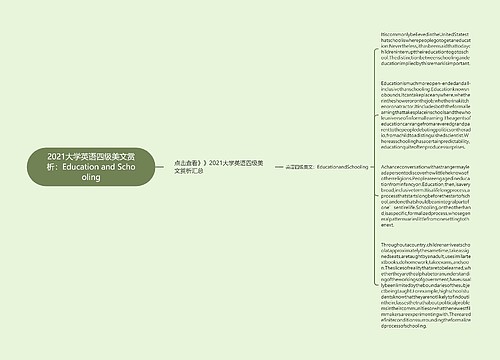 2021大学英语四级美文赏析:Education and Schooling 2021大学英语四级美文赏析:Education and Schooling
