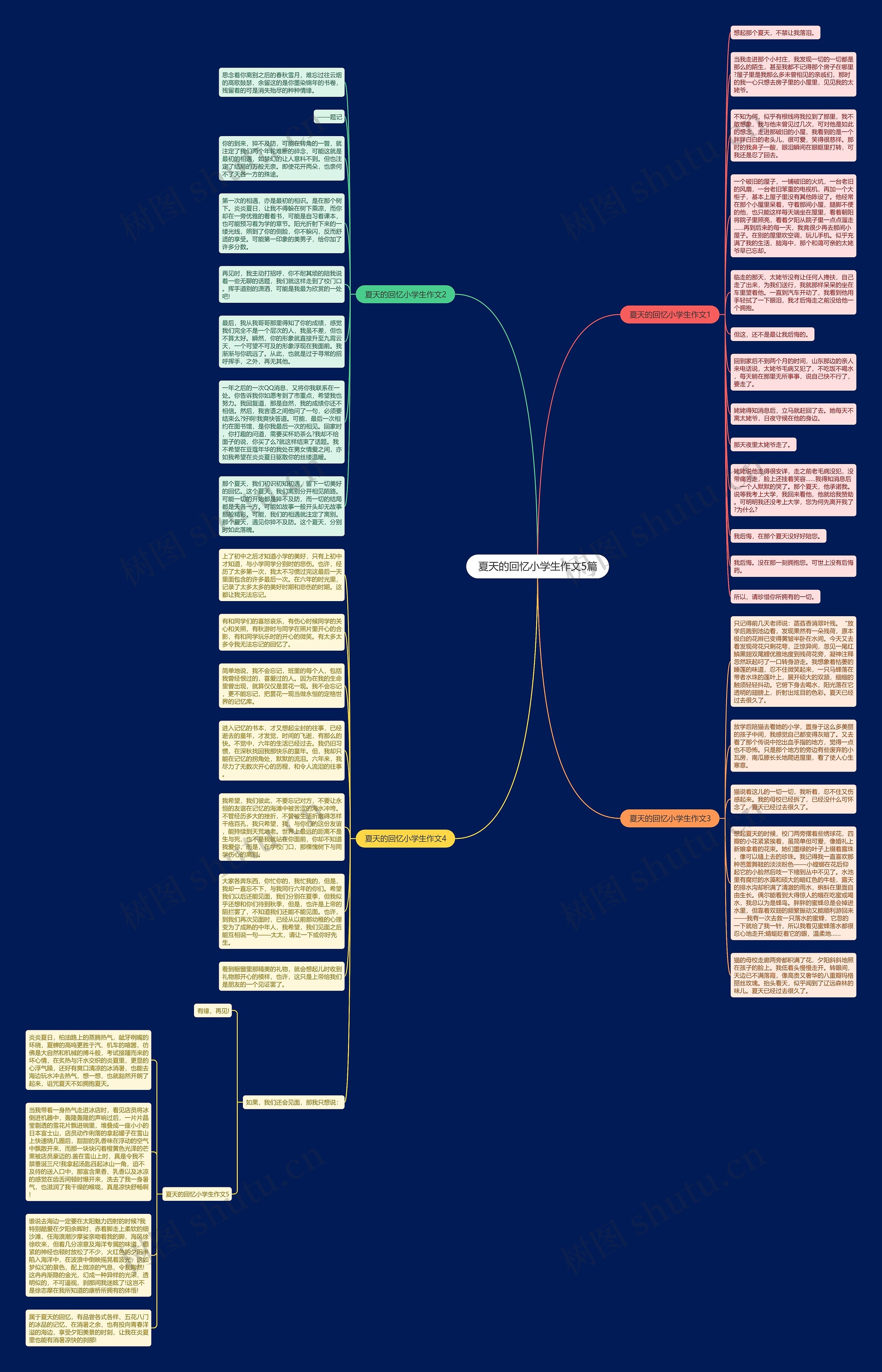 夏天的回忆小学生作文5篇思维导图
