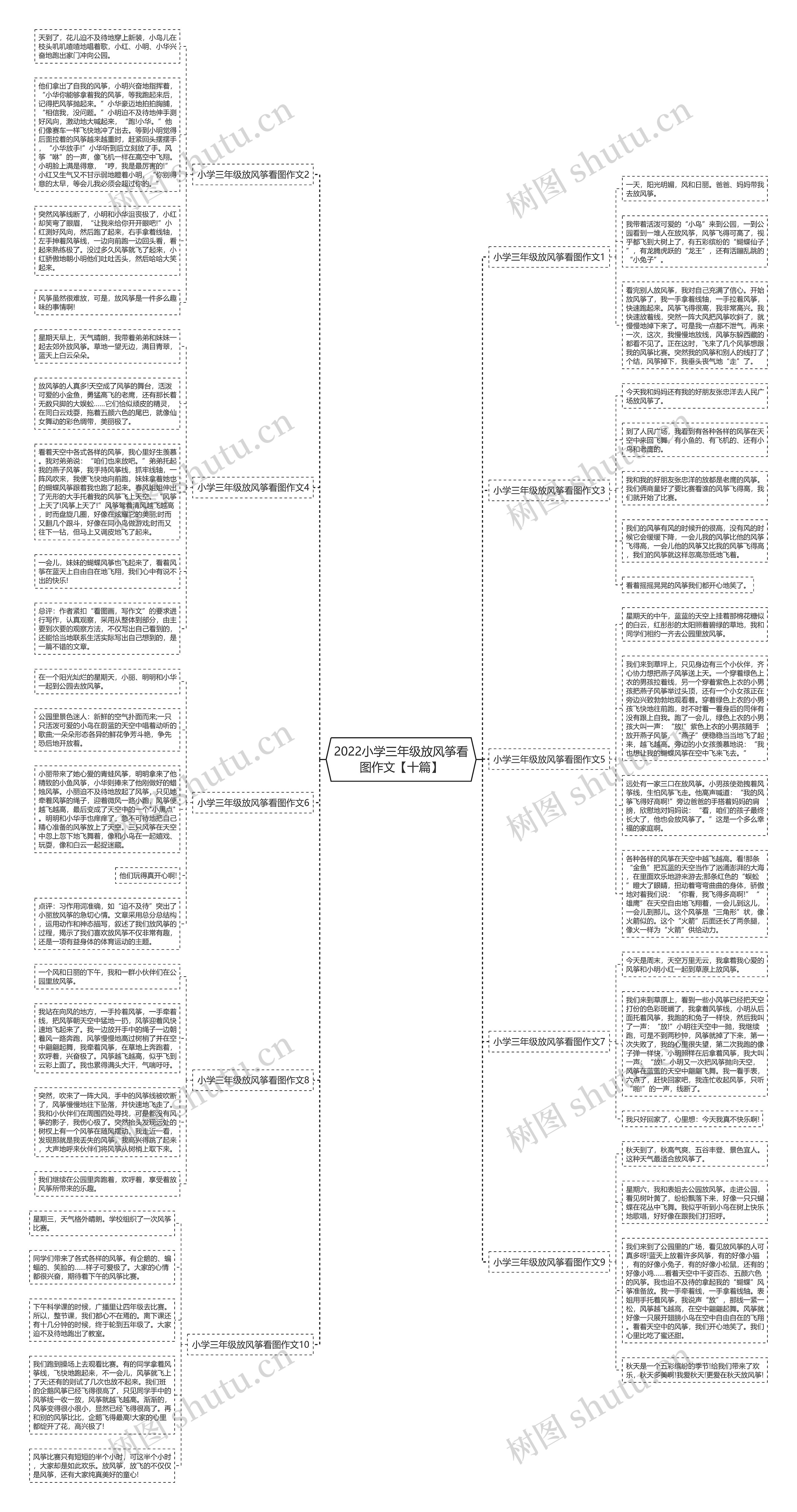 2022小学三年级放风筝看图作文【十篇】思维导图