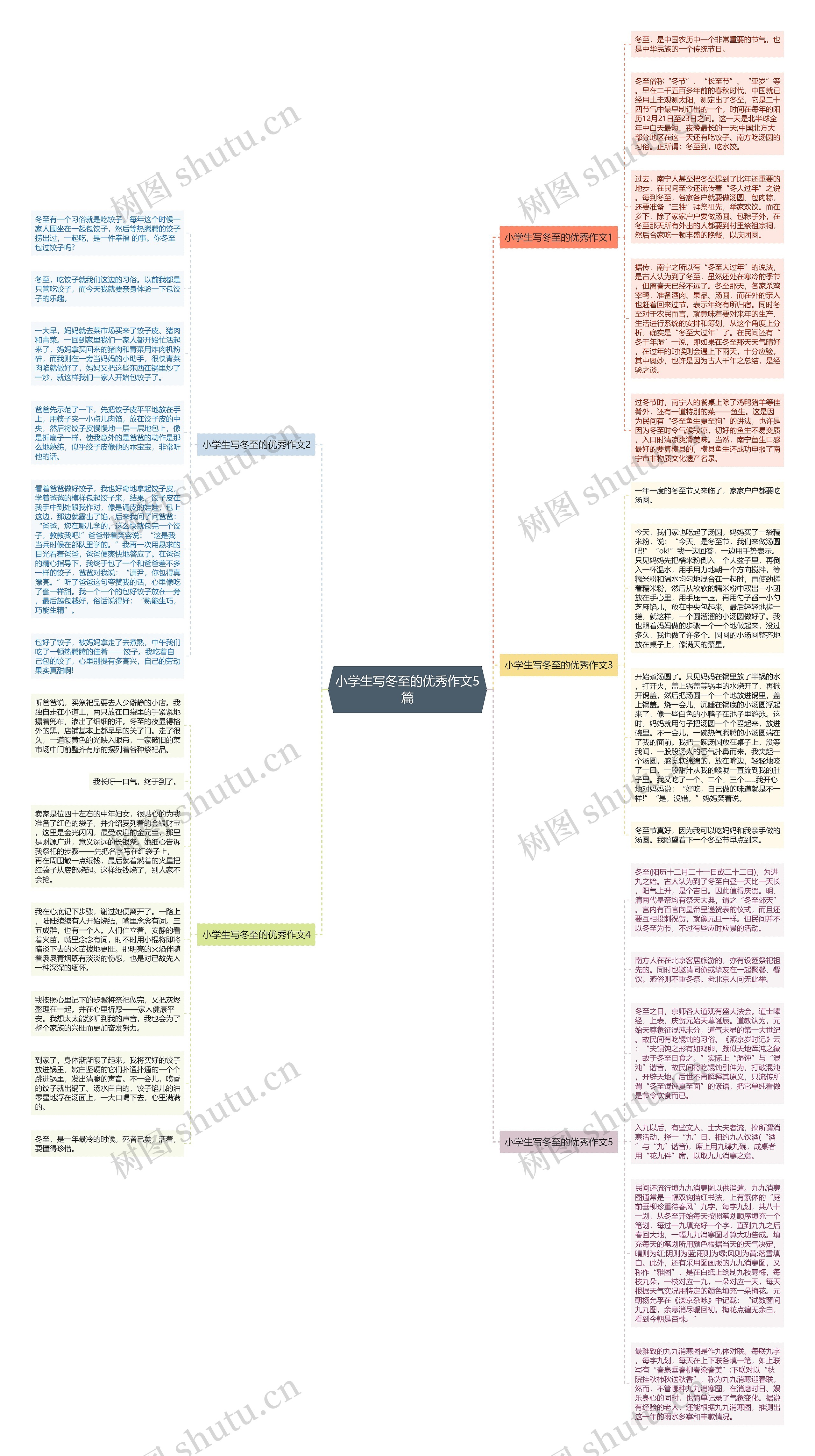 小学生写冬至的优秀作文5篇思维导图