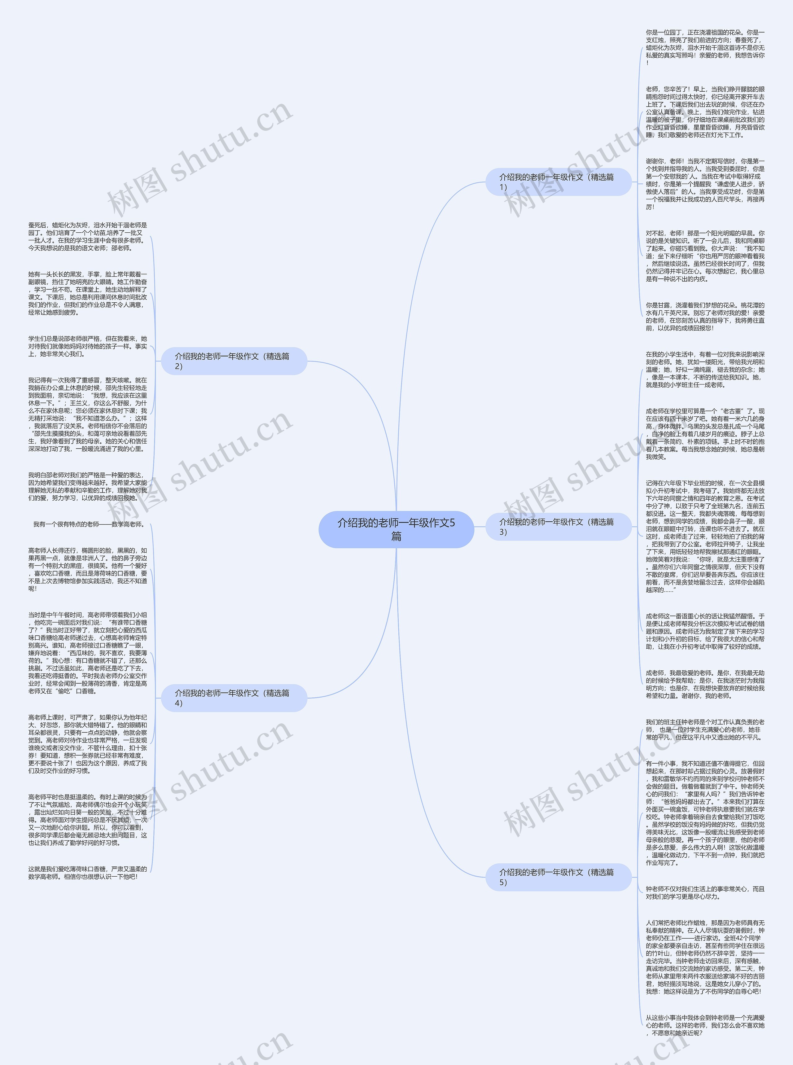 介绍我的老师一年级作文5篇思维导图