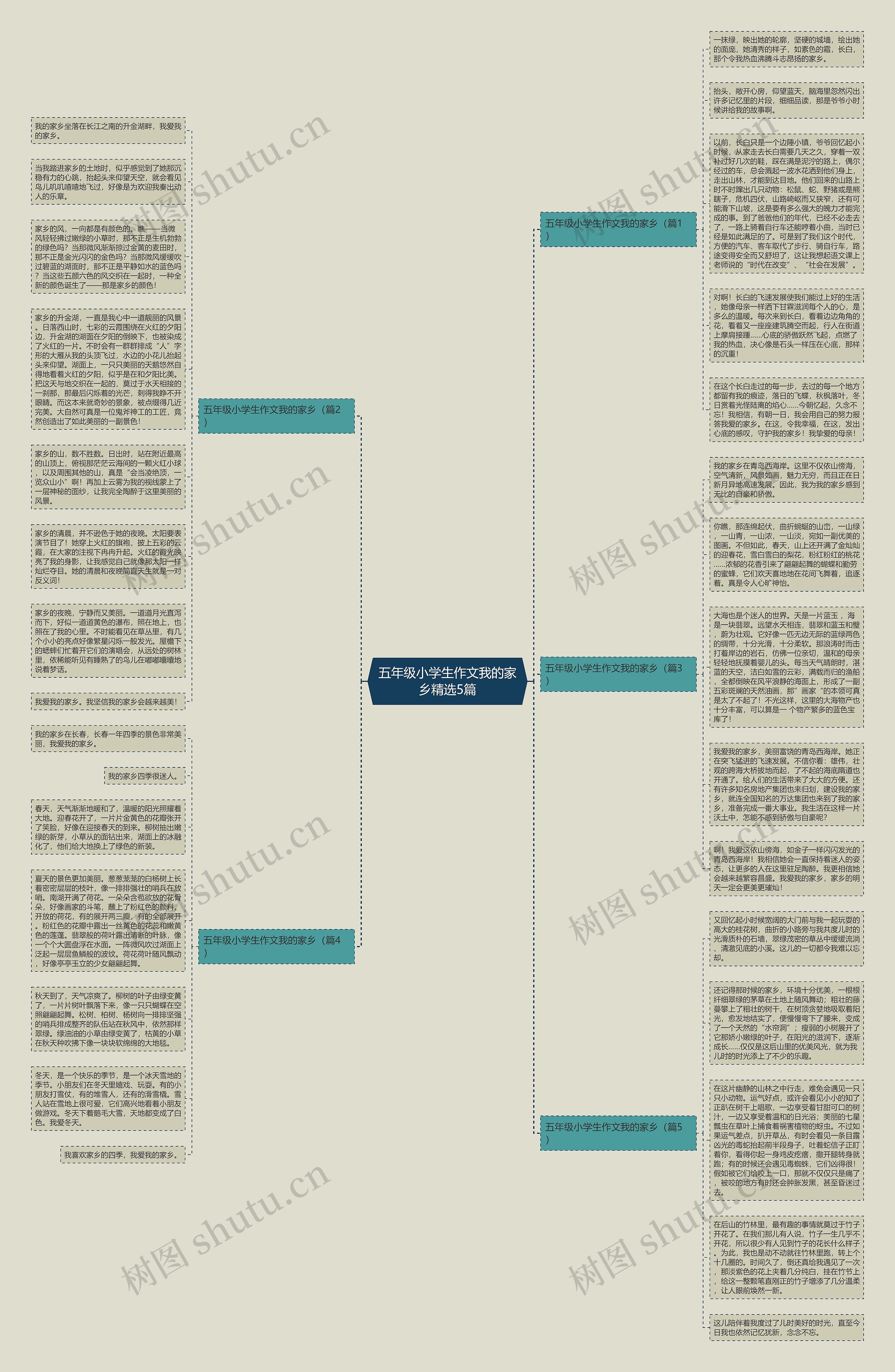 五年级小学生作文我的家乡精选5篇思维导图