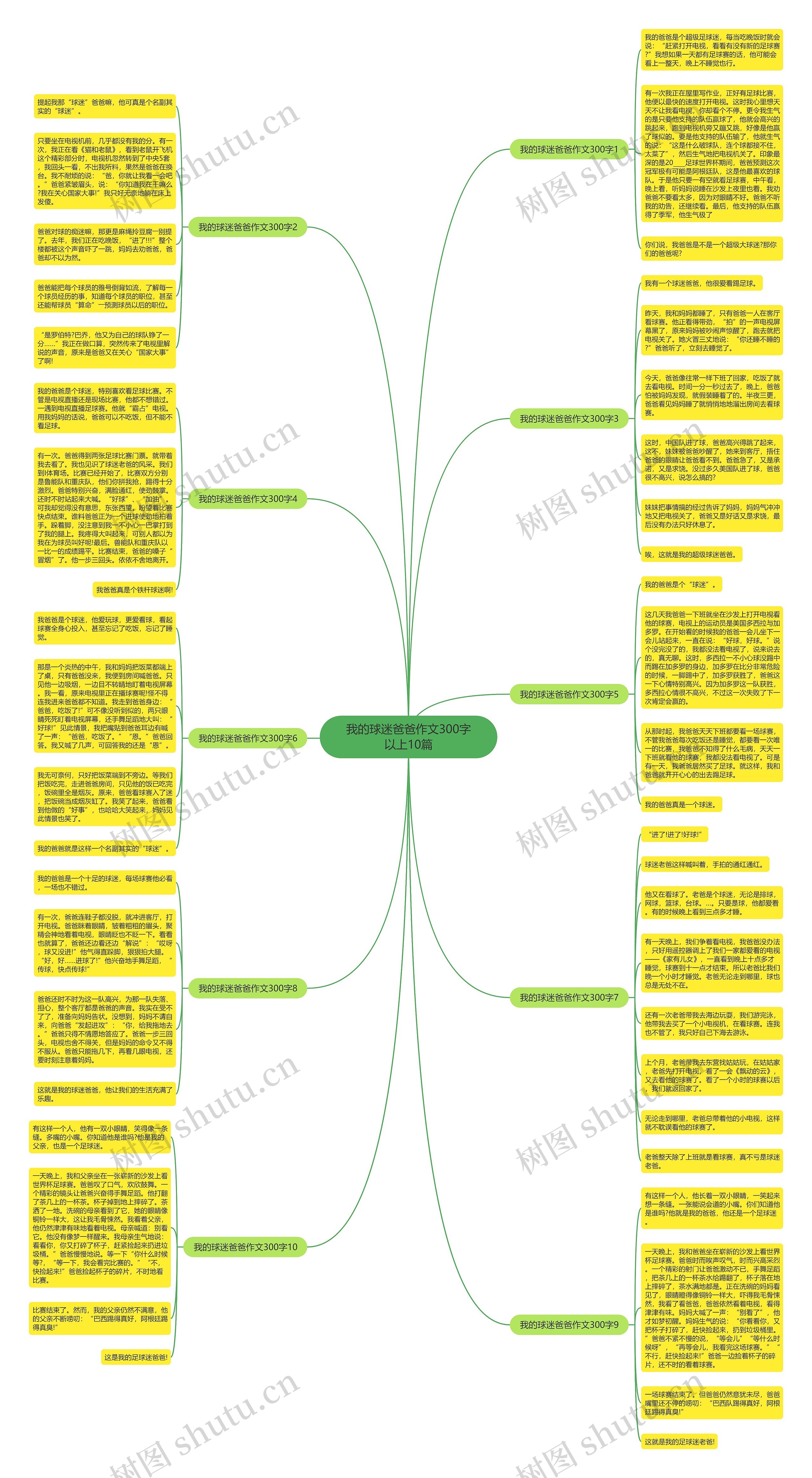 我的球迷爸爸作文300字以上10篇思维导图