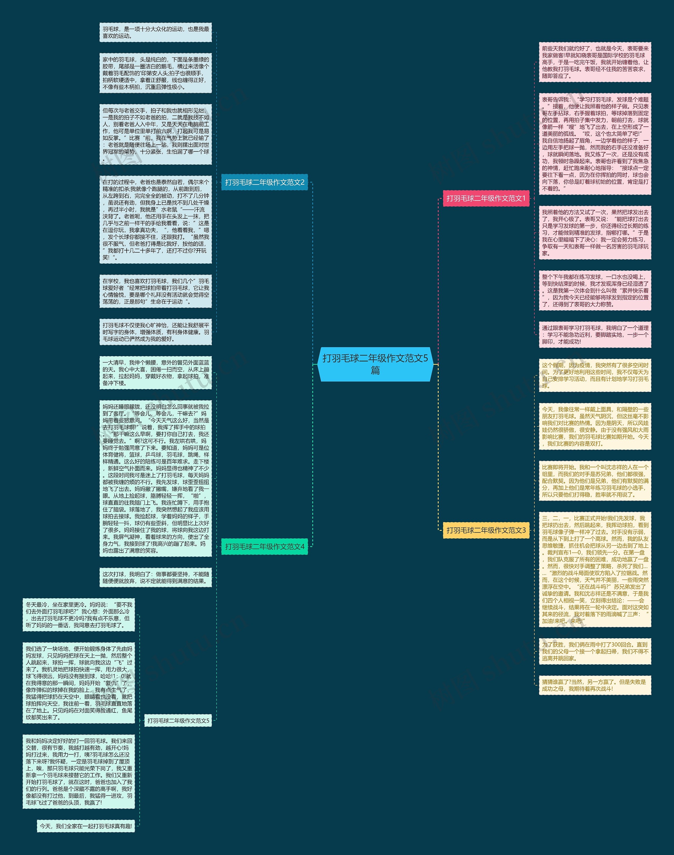 打羽毛球二年级作文范文5篇思维导图