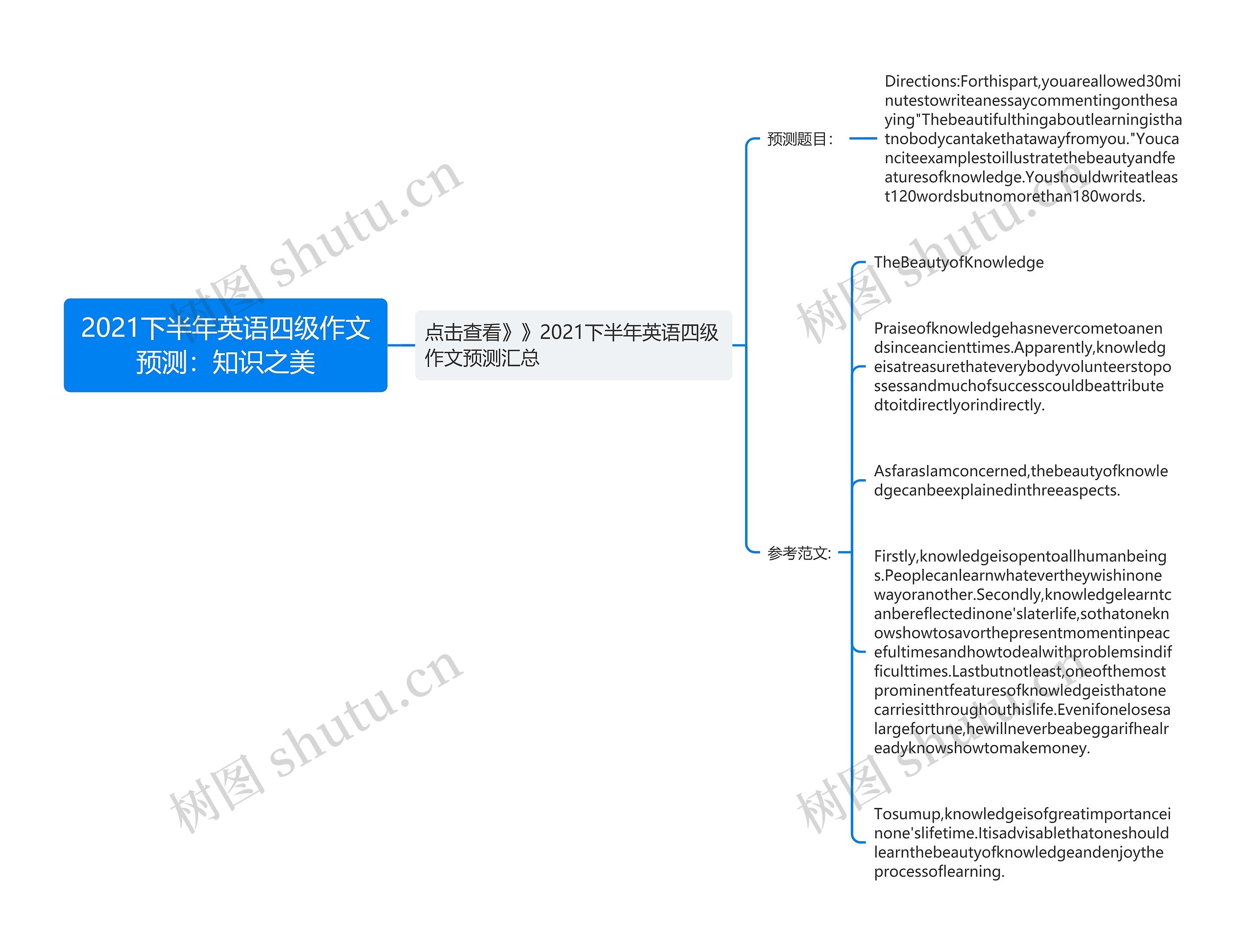 2021下半年英语四级作文预测：知识之美思维导图