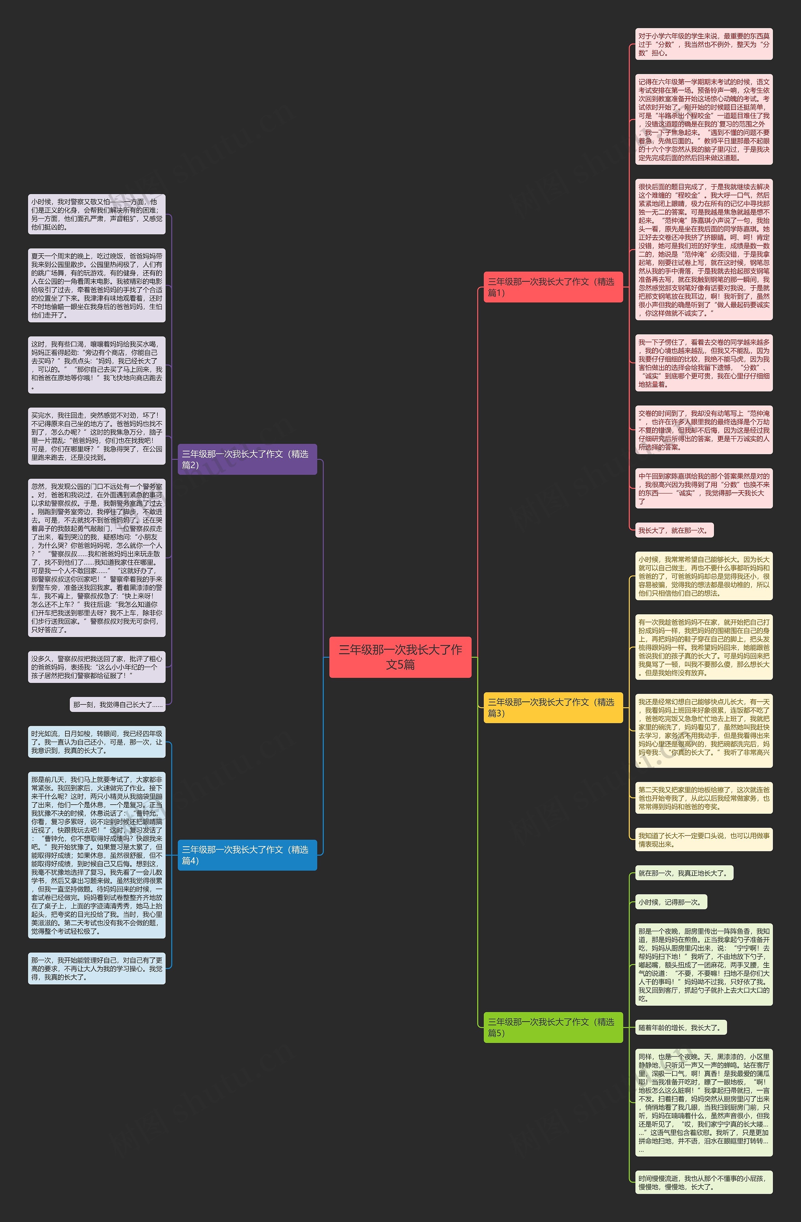 三年级那一次我长大了作文5篇思维导图