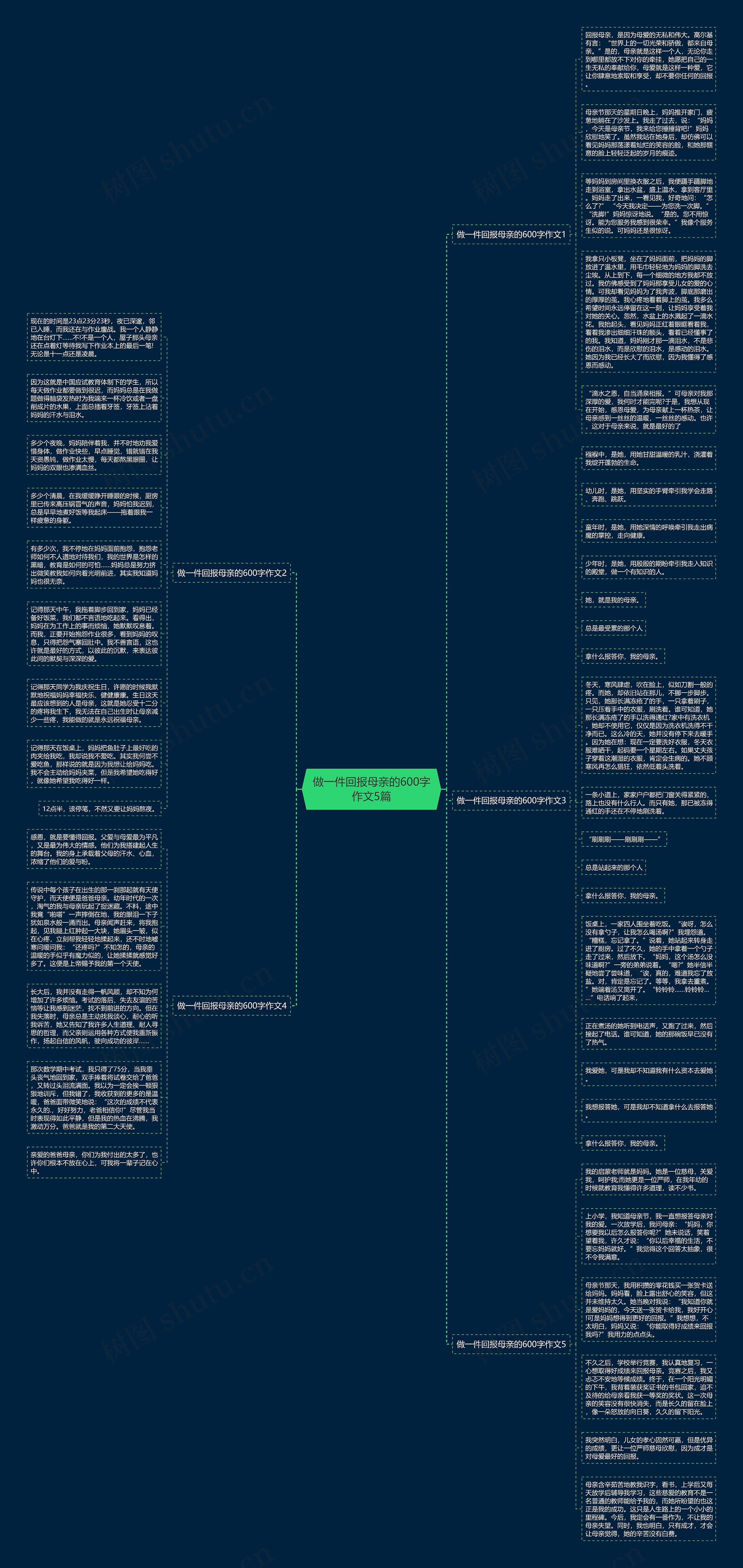 做一件回报母亲的600字作文5篇思维导图