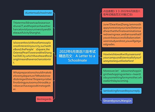 2022年6月英语六级考试精选范文：A Letter to a Schoolmate