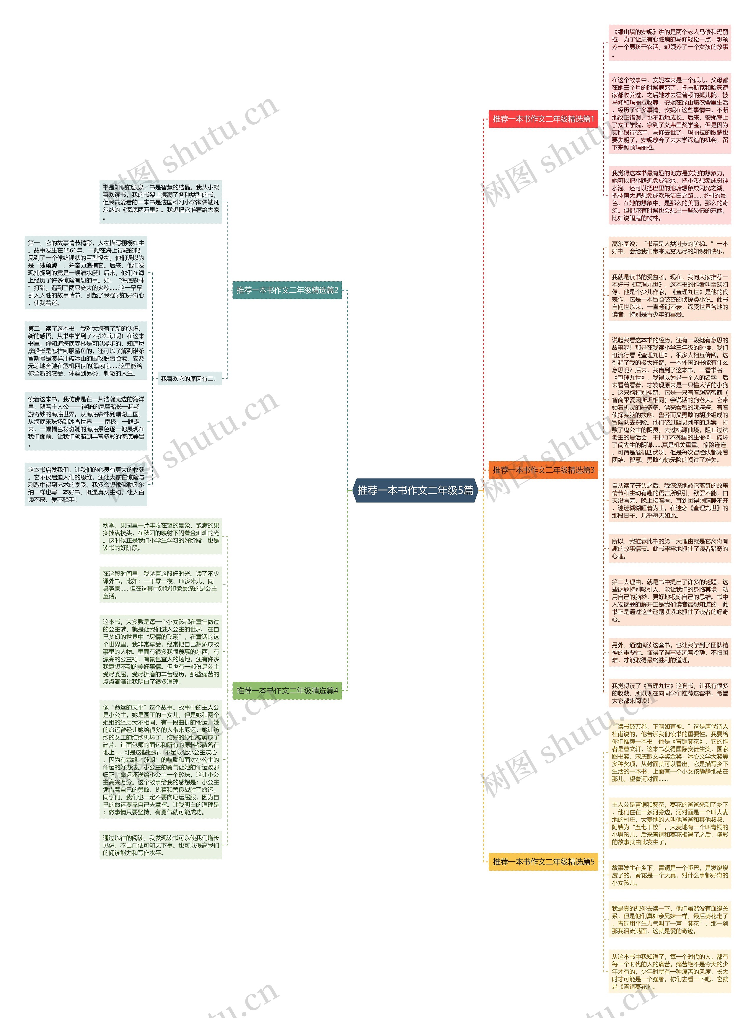 推荐一本书作文二年级5篇思维导图