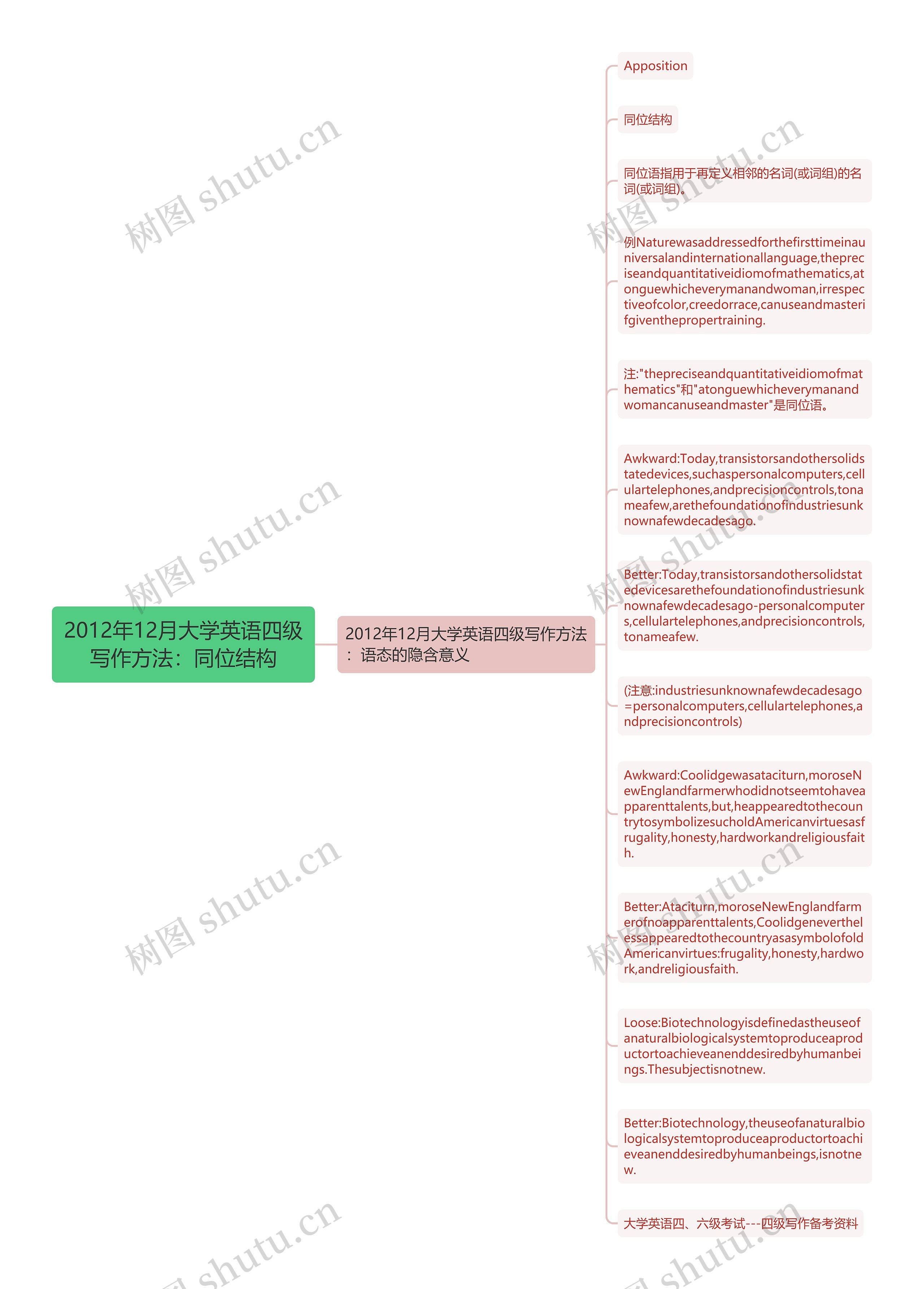 2012年12月大学英语四级写作方法：同位结构