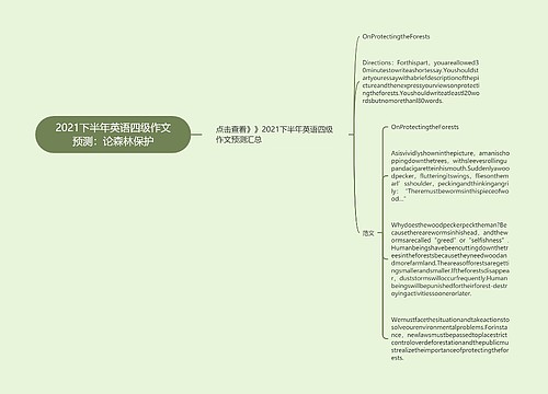 2021下半年英语四级作文预测：论森林保护